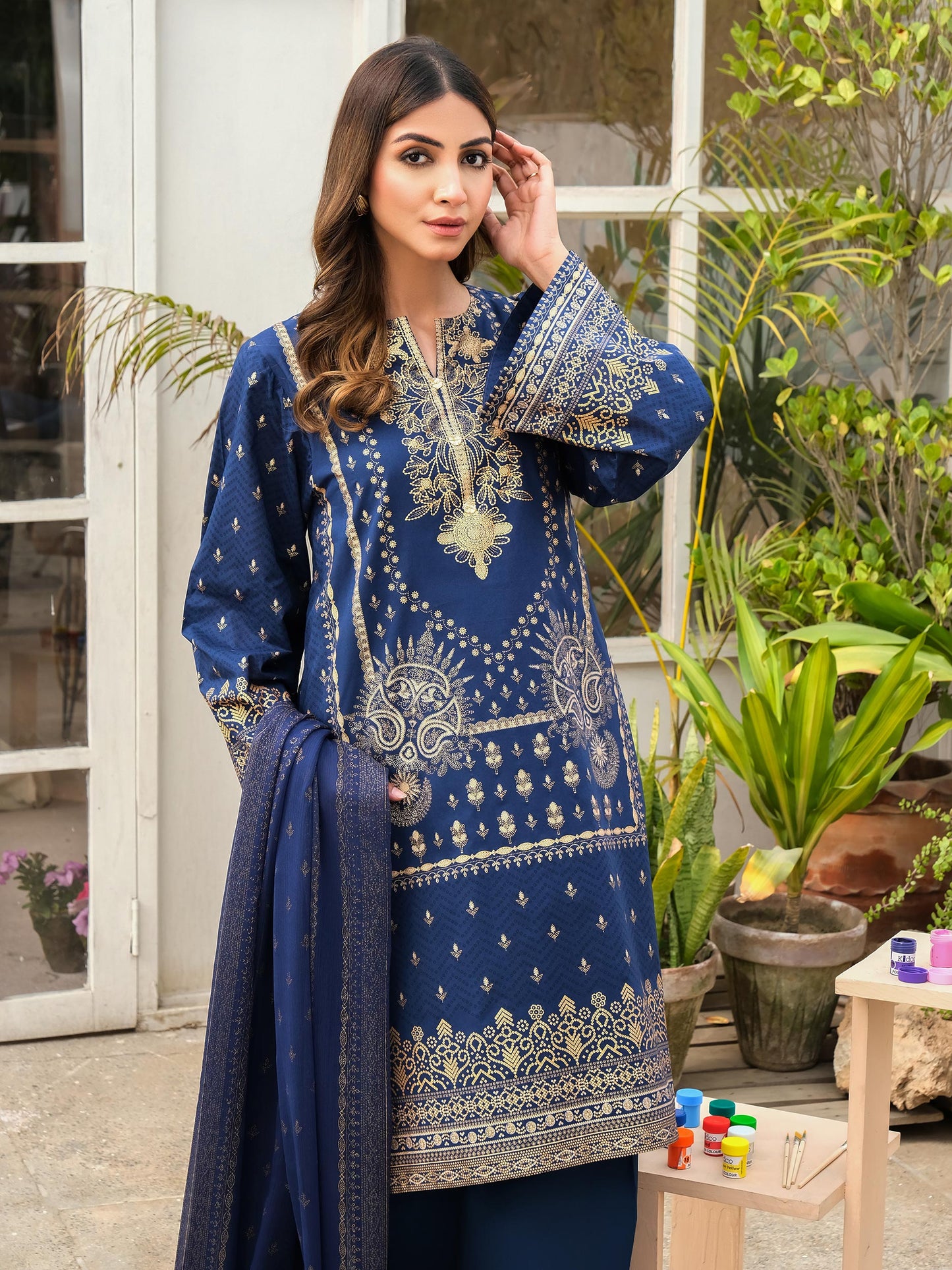 3 Piece Lawn Suit-Paste Print (Pret)