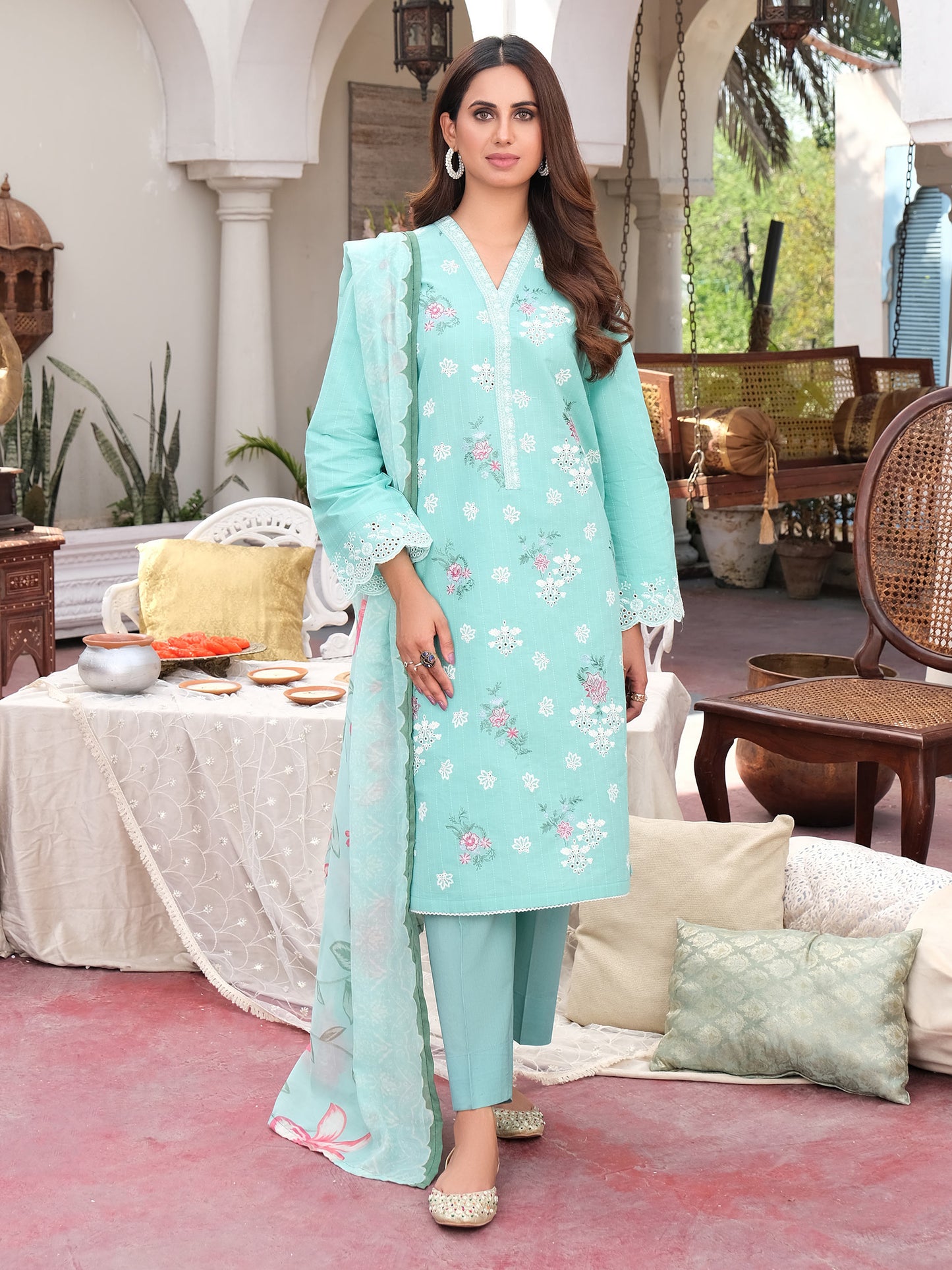 3 Piece Yarn Dyed Suit-Embroidered (Unstitched)