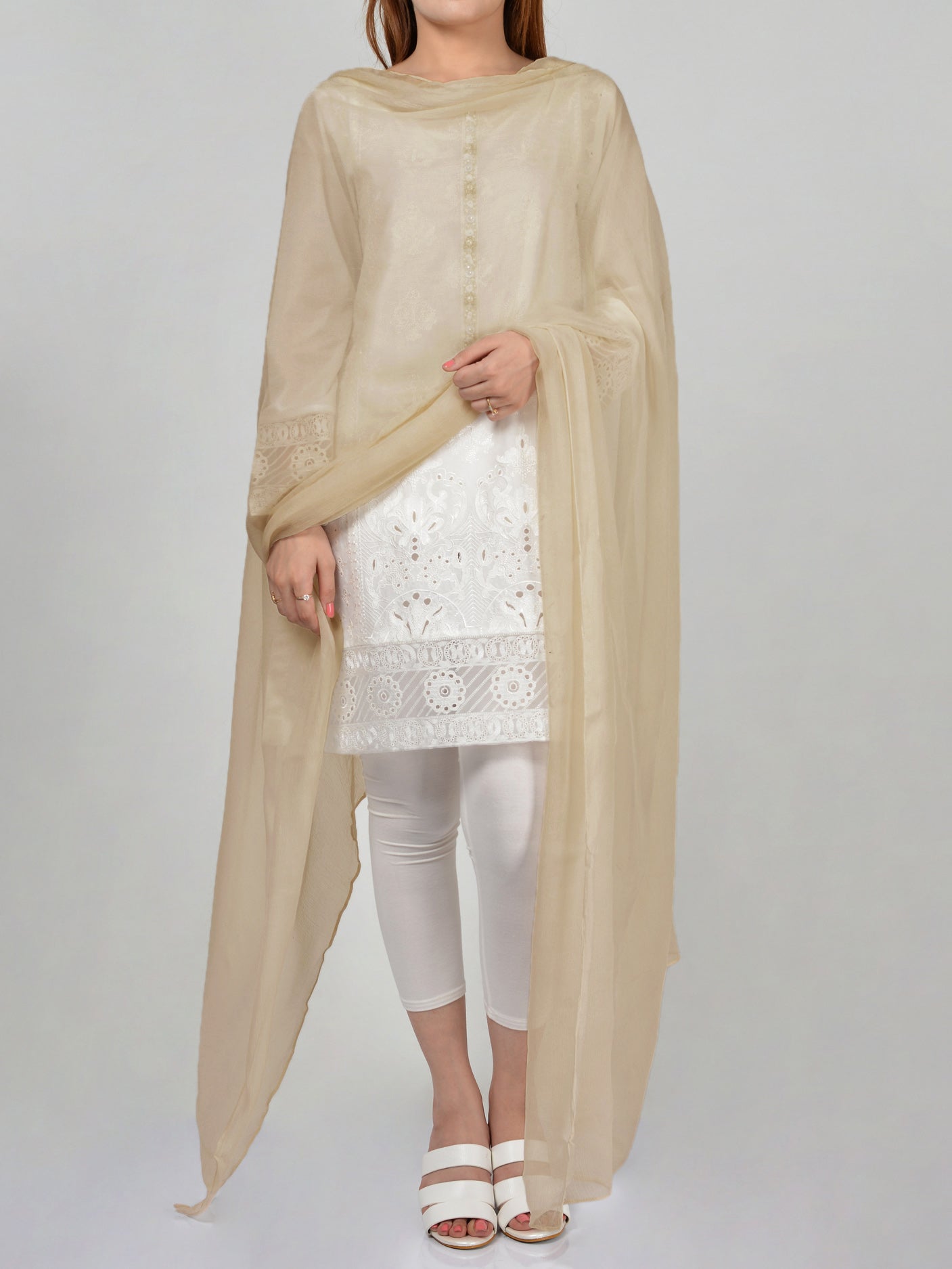 Chiffon Dupatta-Beige