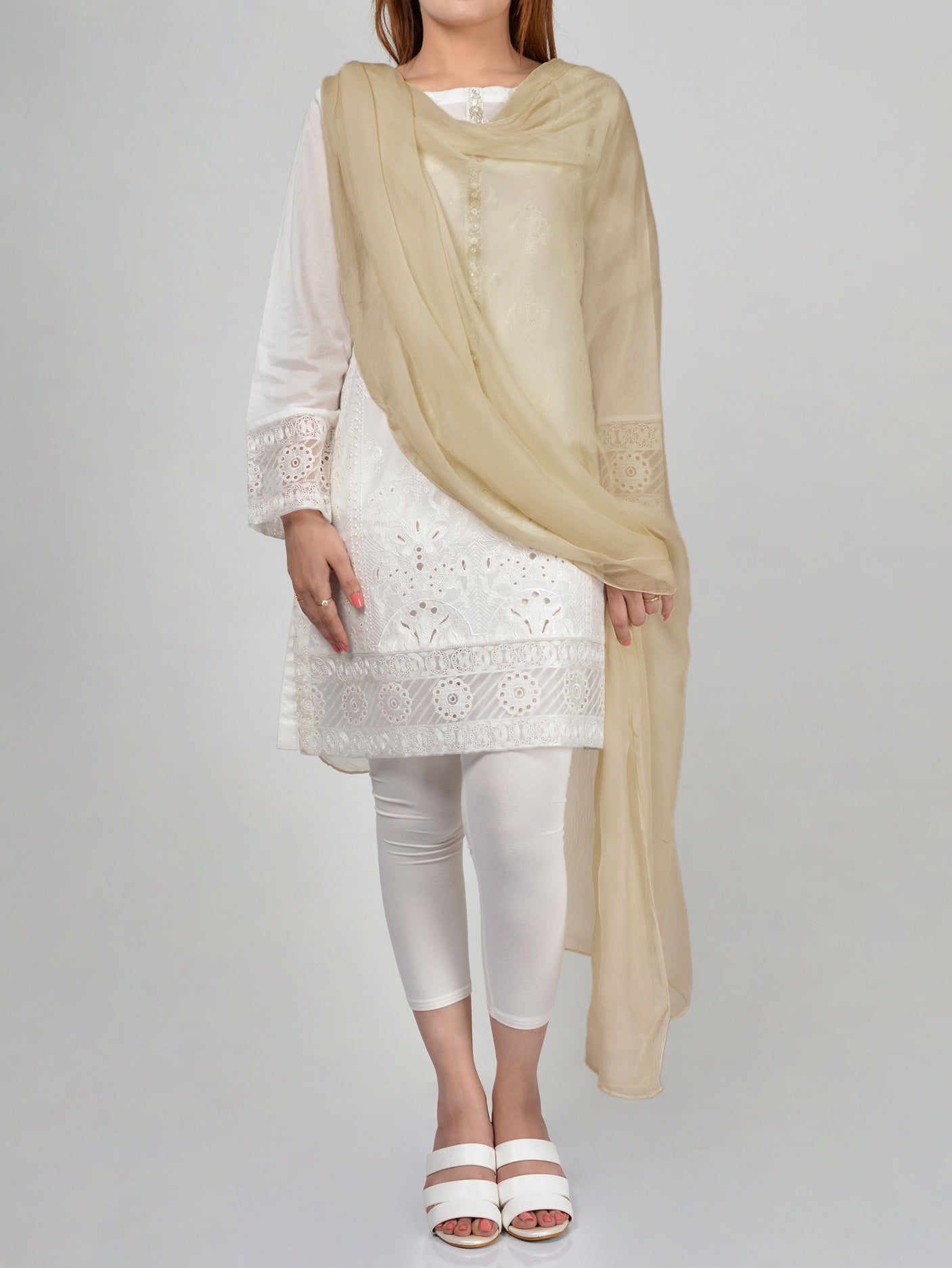 Chiffon Dupatta-Beige