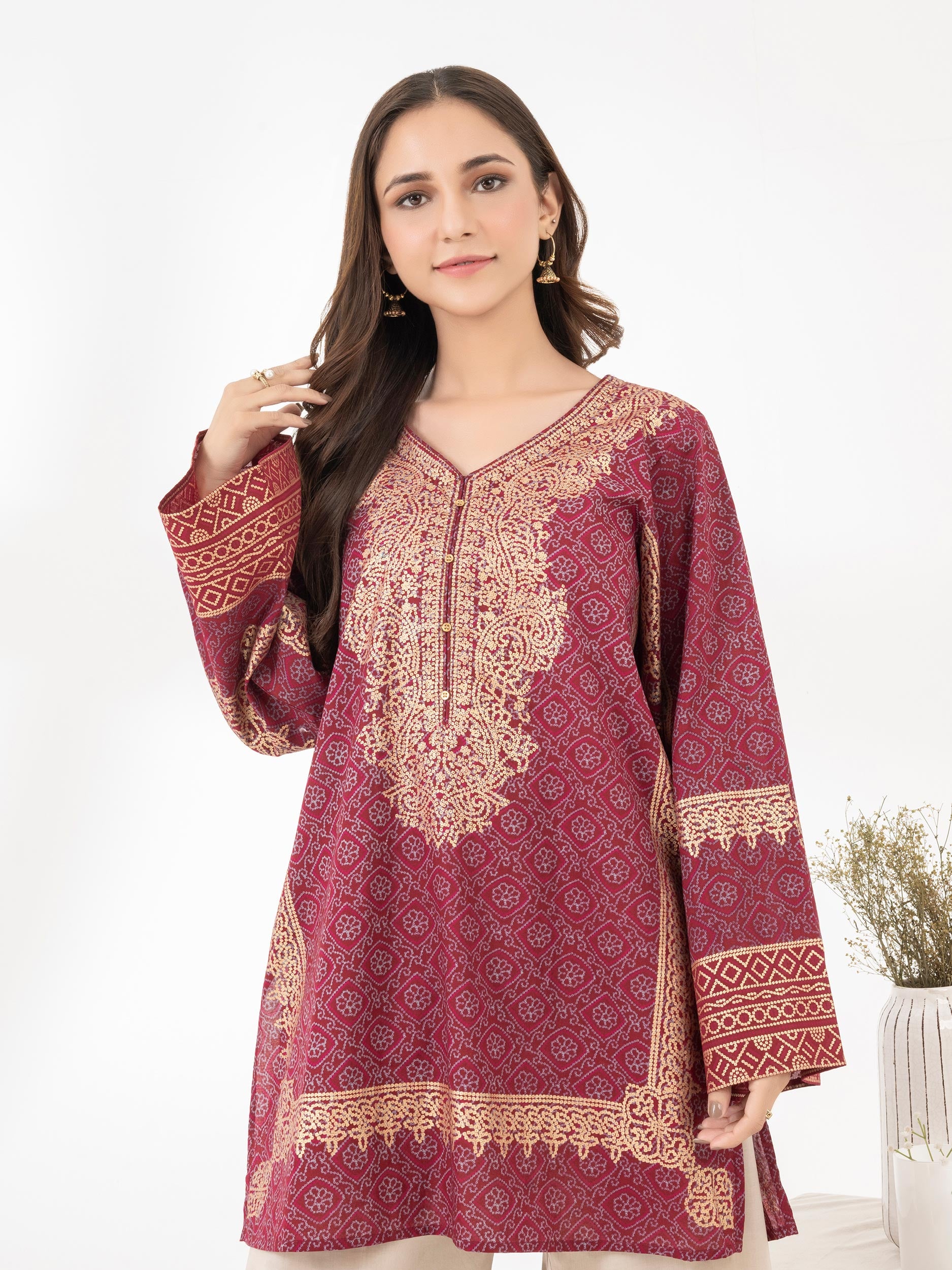 Cambric Kurti-Paste Print (Pret) – Limelightpk