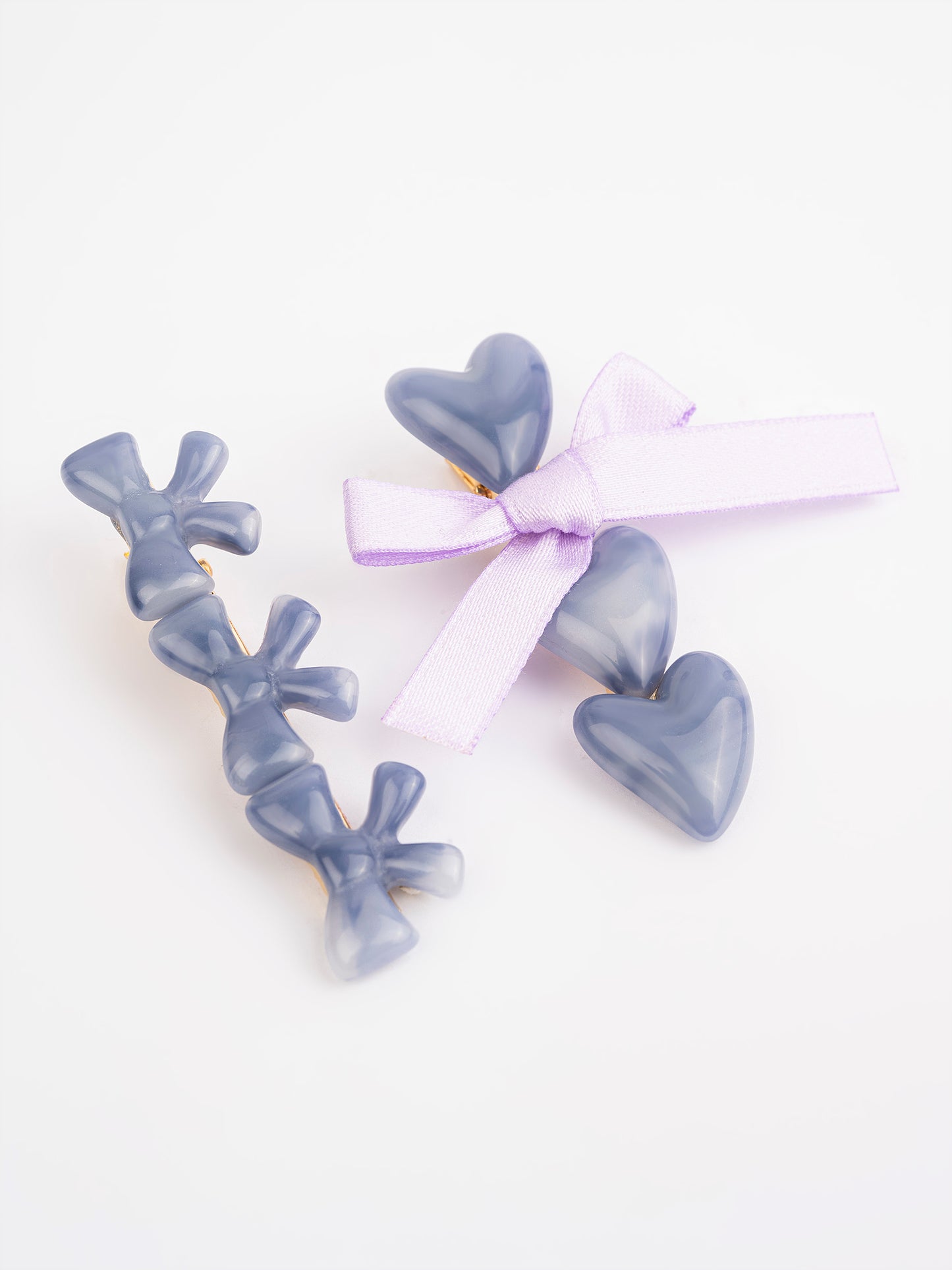 Bow With Heart Hair Clip Set