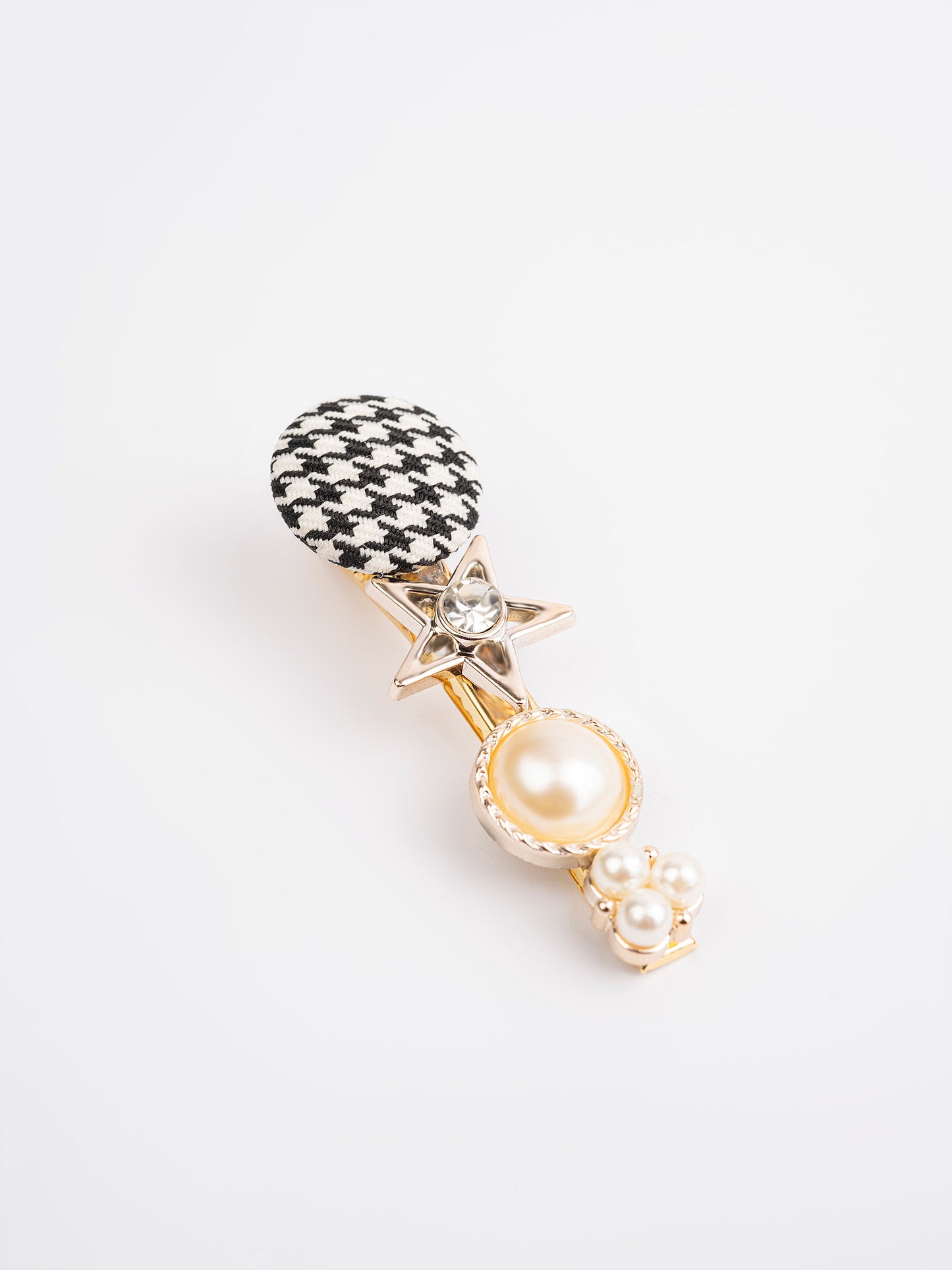 Houndstooth Embellished Hair Clips