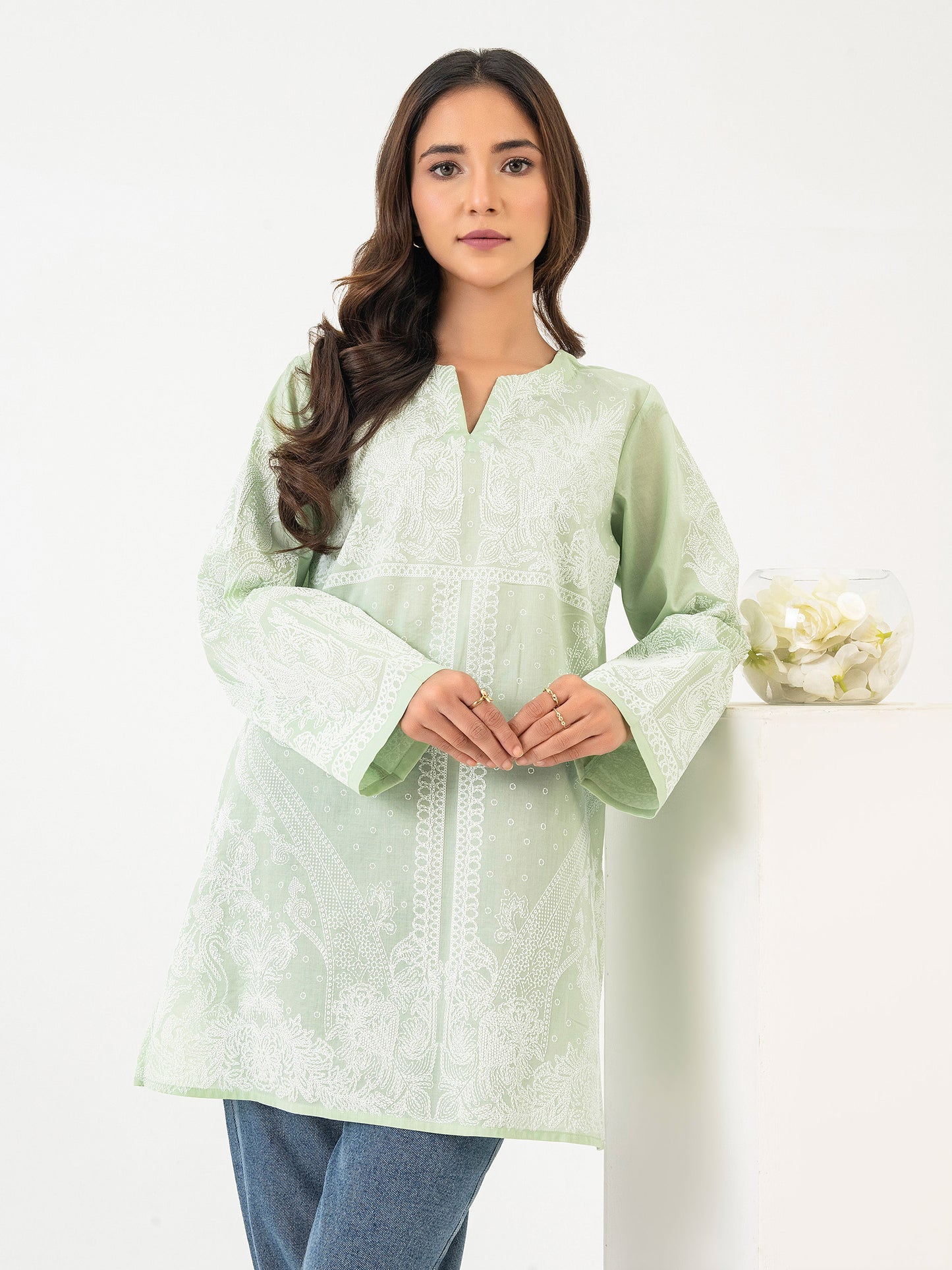 Lawn Kurti-Emboss Print (Pret)