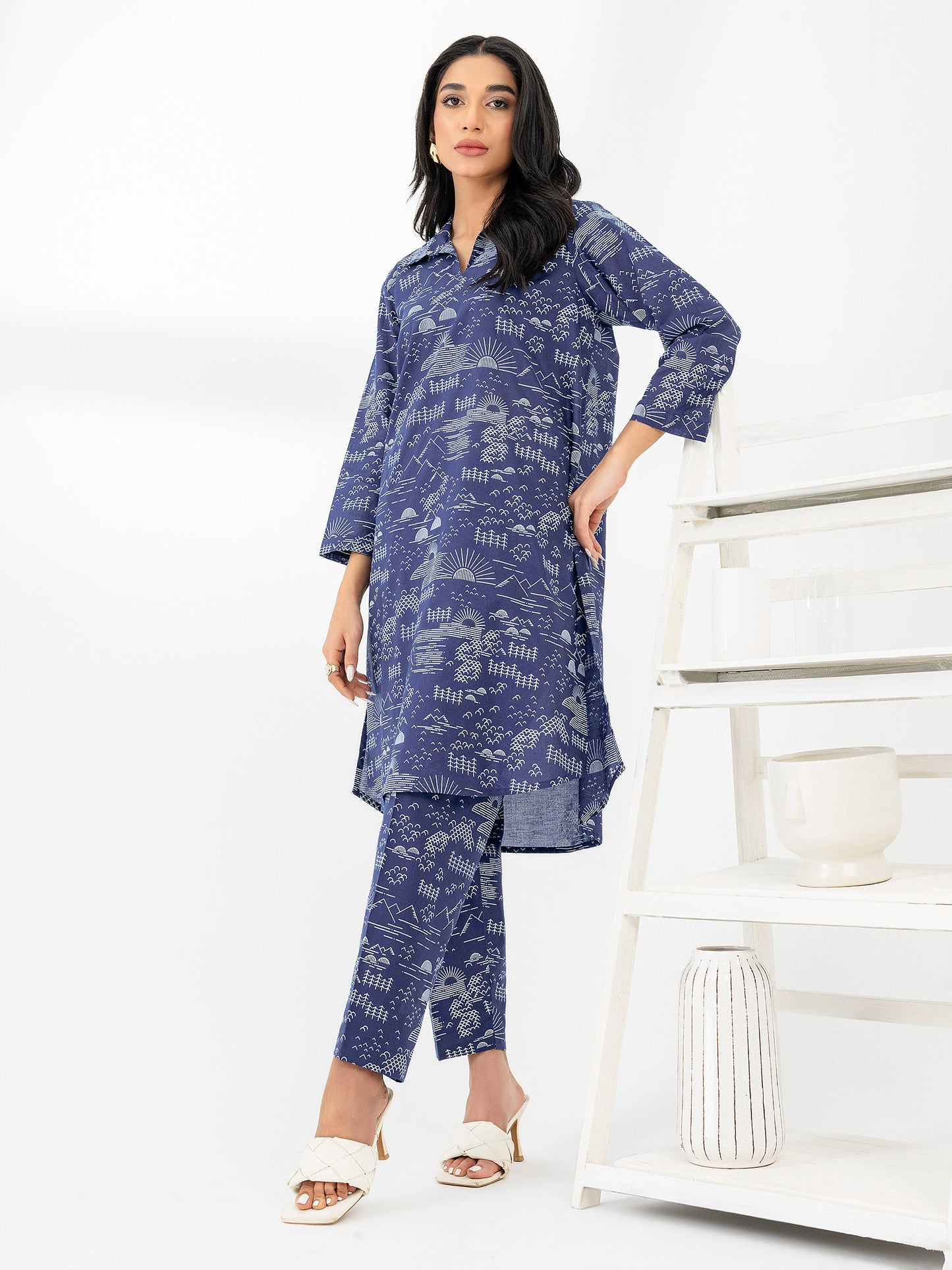 Lawn Co-Ord Set-Paste Print (Pret)