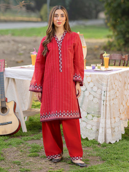 2 Piece Yarn Dyed Suit-Embroidered (Unstitched)