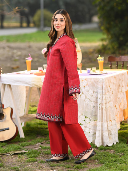 2 Piece Yarn Dyed Suit-Embroidered (Unstitched)