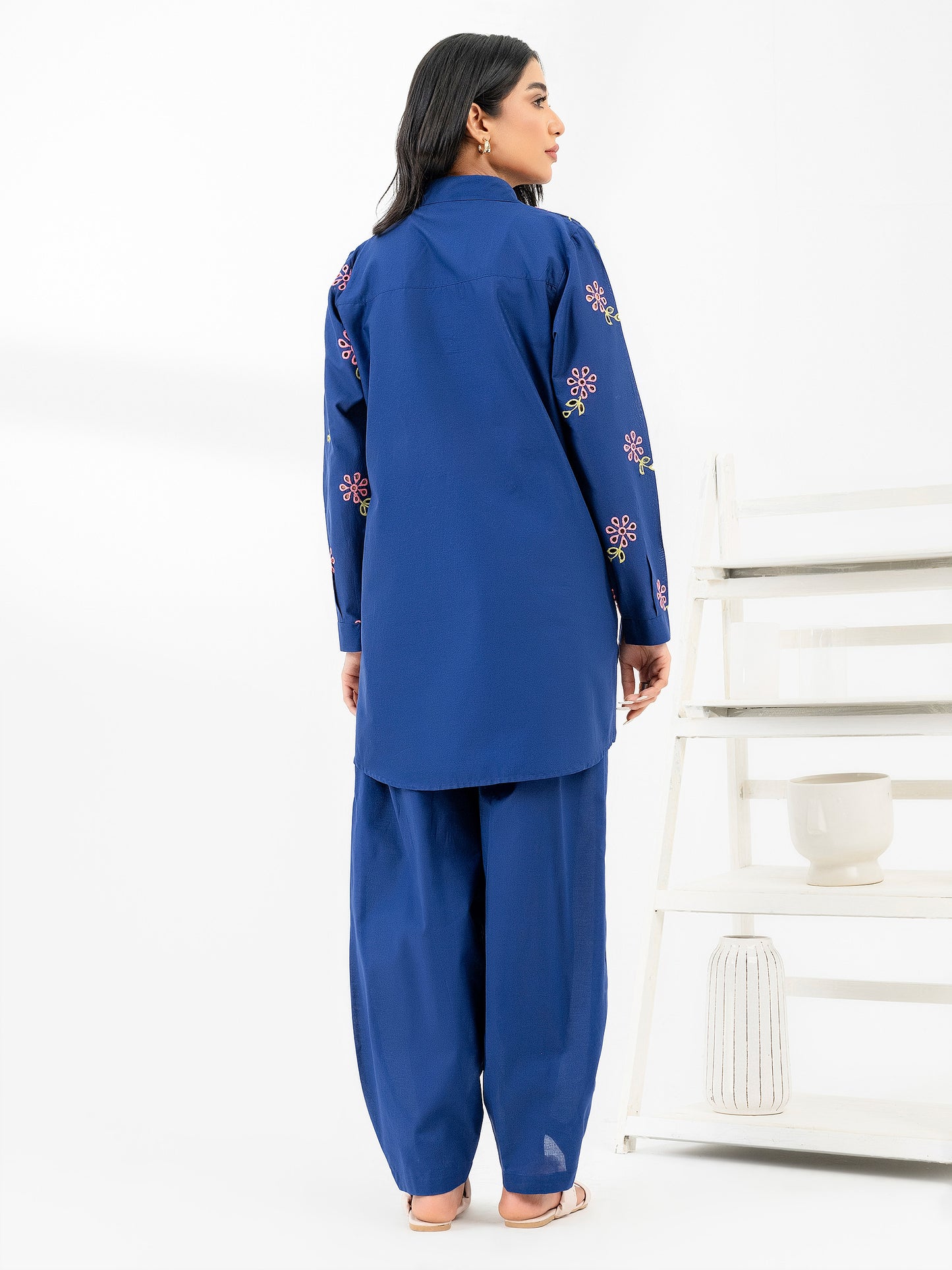 Cambric Co-Ord Set-Embroidered (Pret)