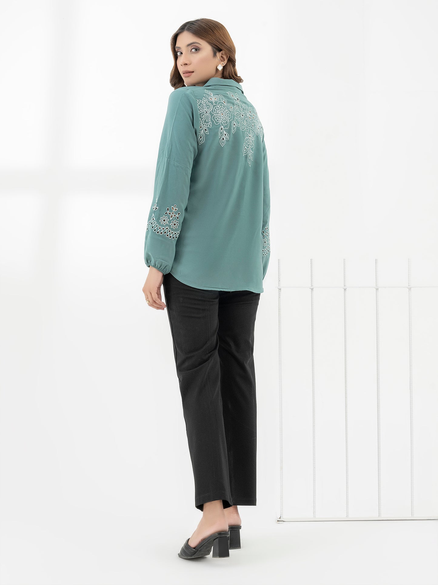 Embroidered Silk Top