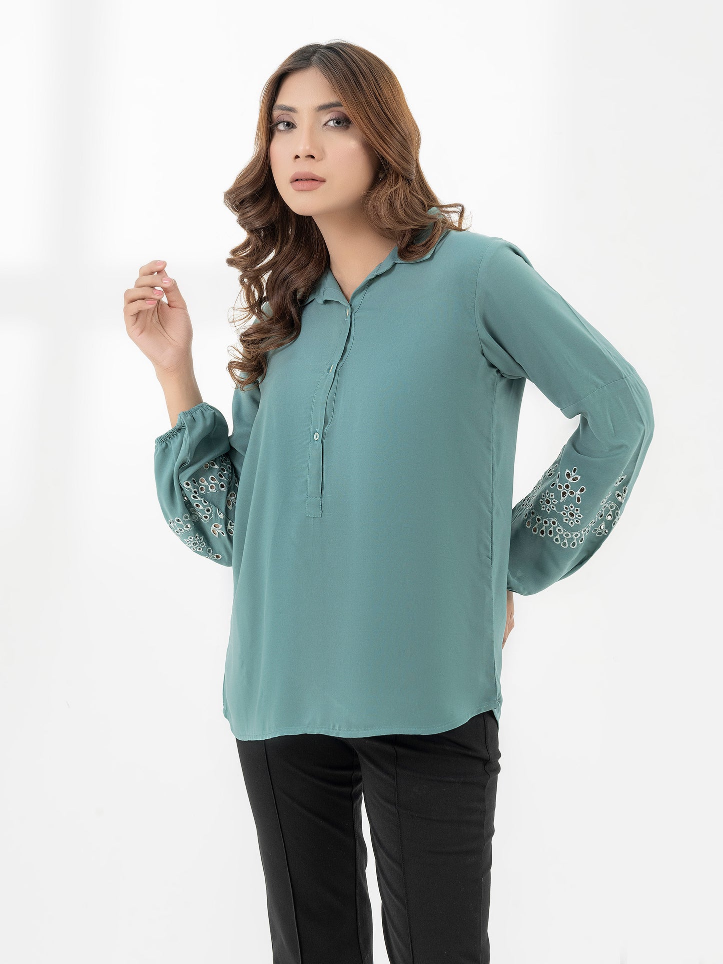 Embroidered Silk Top