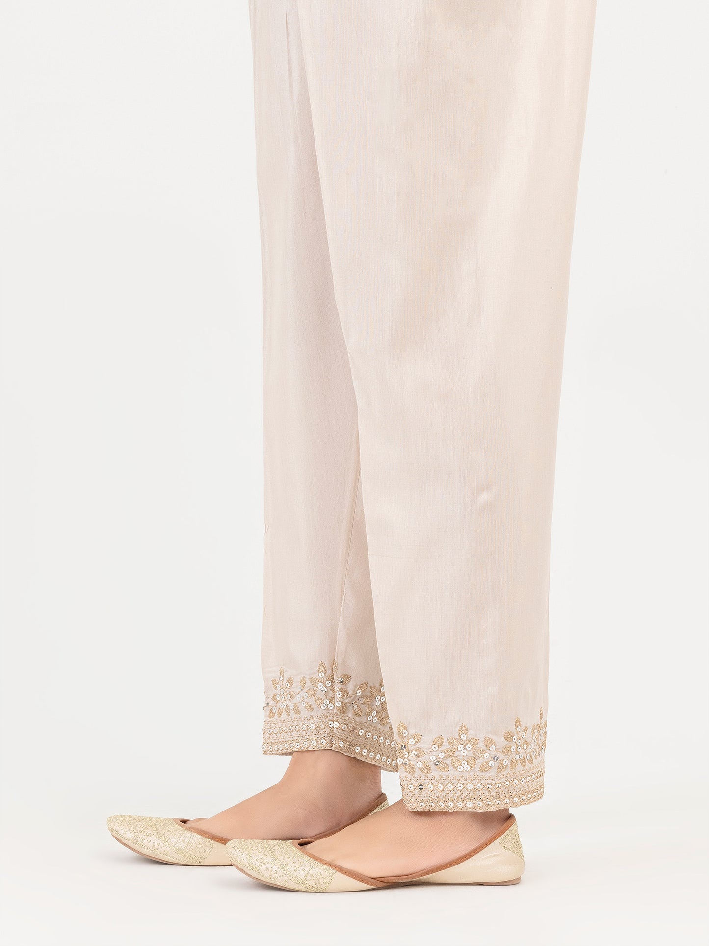 Raw Silk Trouser-Embroidered (Pret)