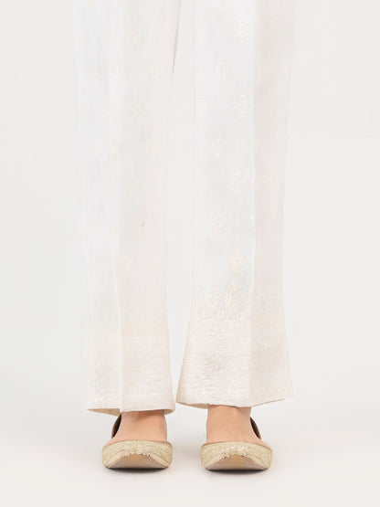 Raw Silk Trouser-Embroidered (Pret)