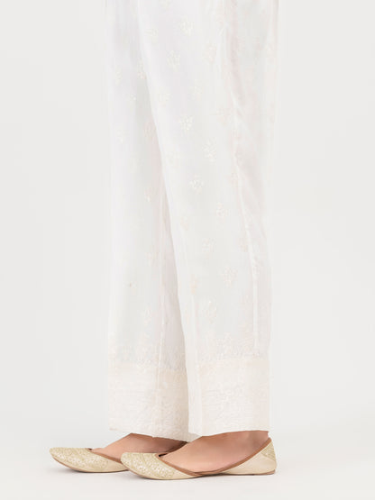 Raw Silk Trouser-Embroidered (Pret)