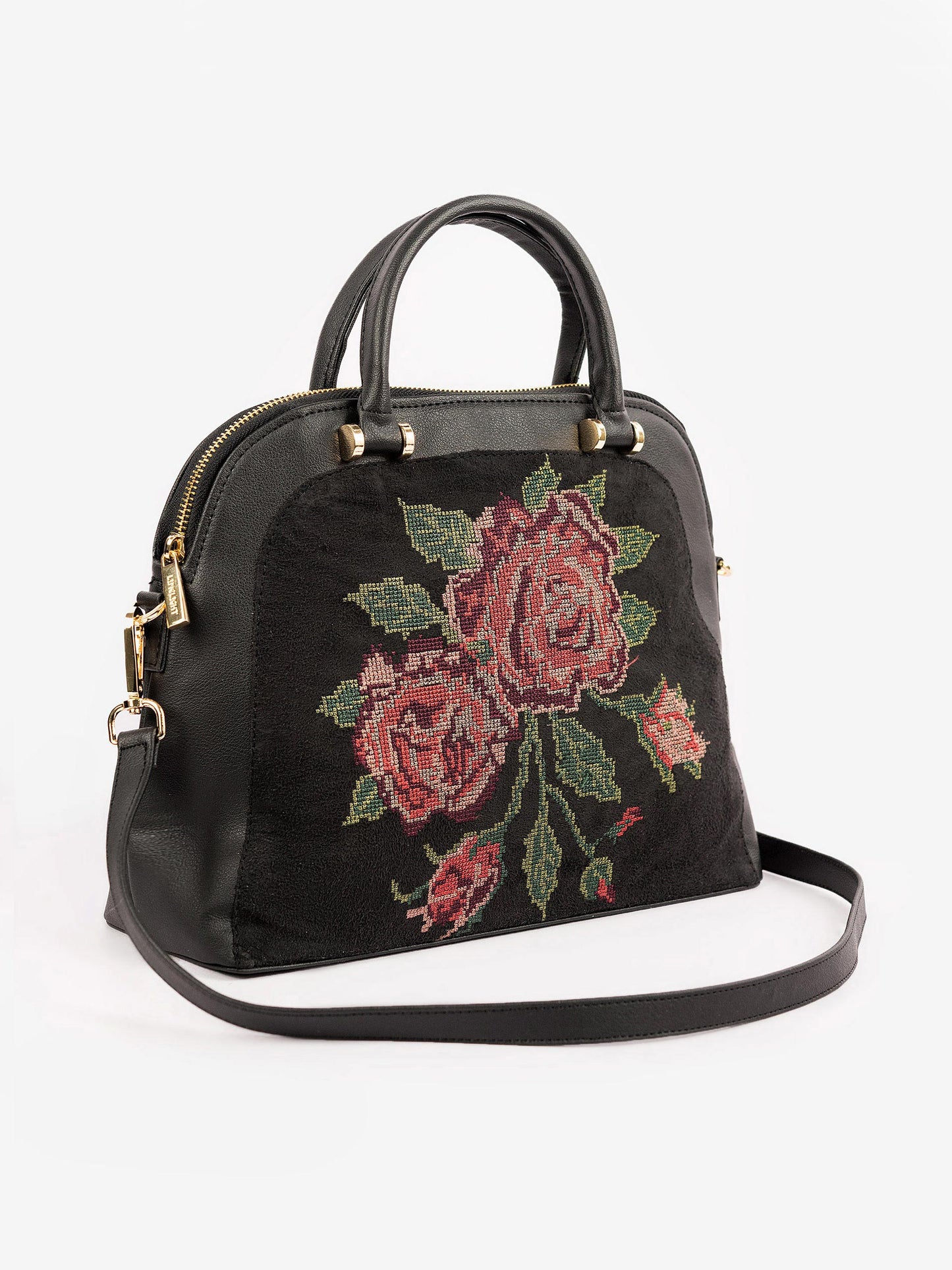 Embroidered Dome Handbag