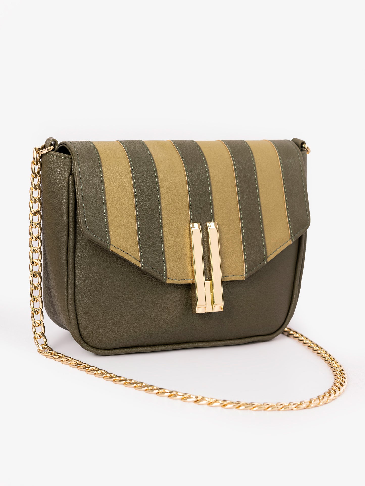 Striped Saddle Handbag