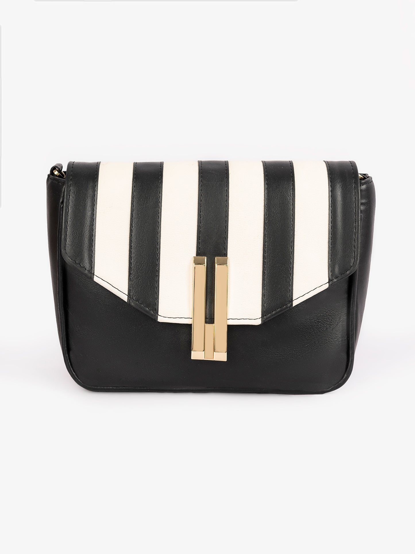 Striped Saddle Handbag