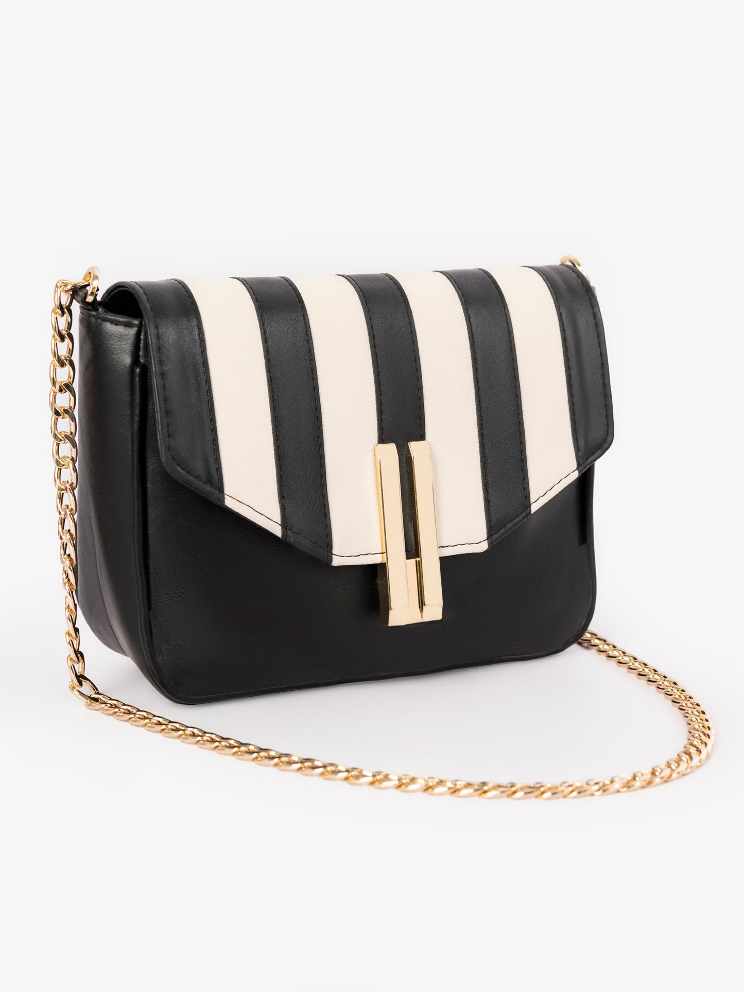 Striped Saddle Handbag