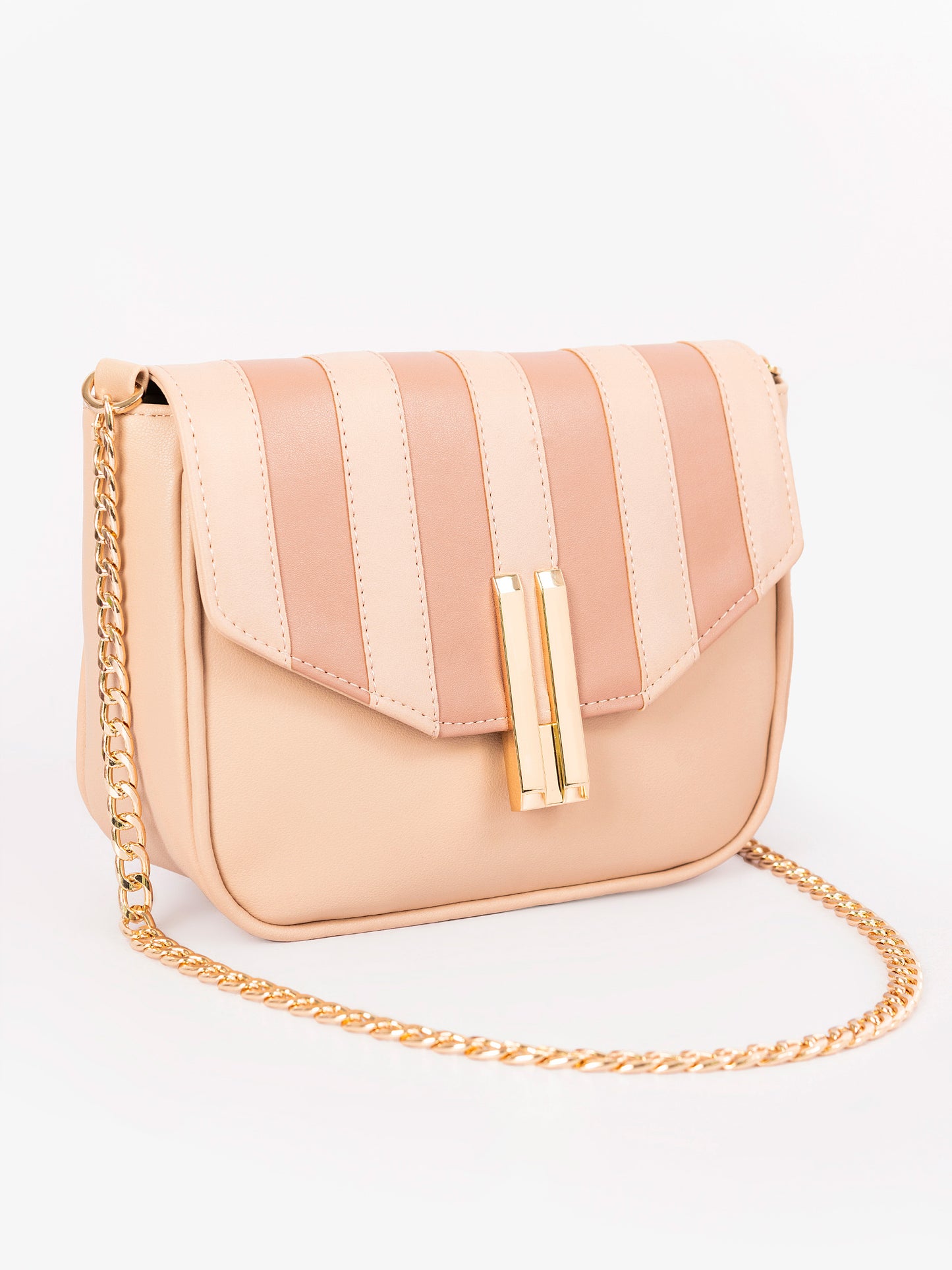 Striped Saddle Handbag