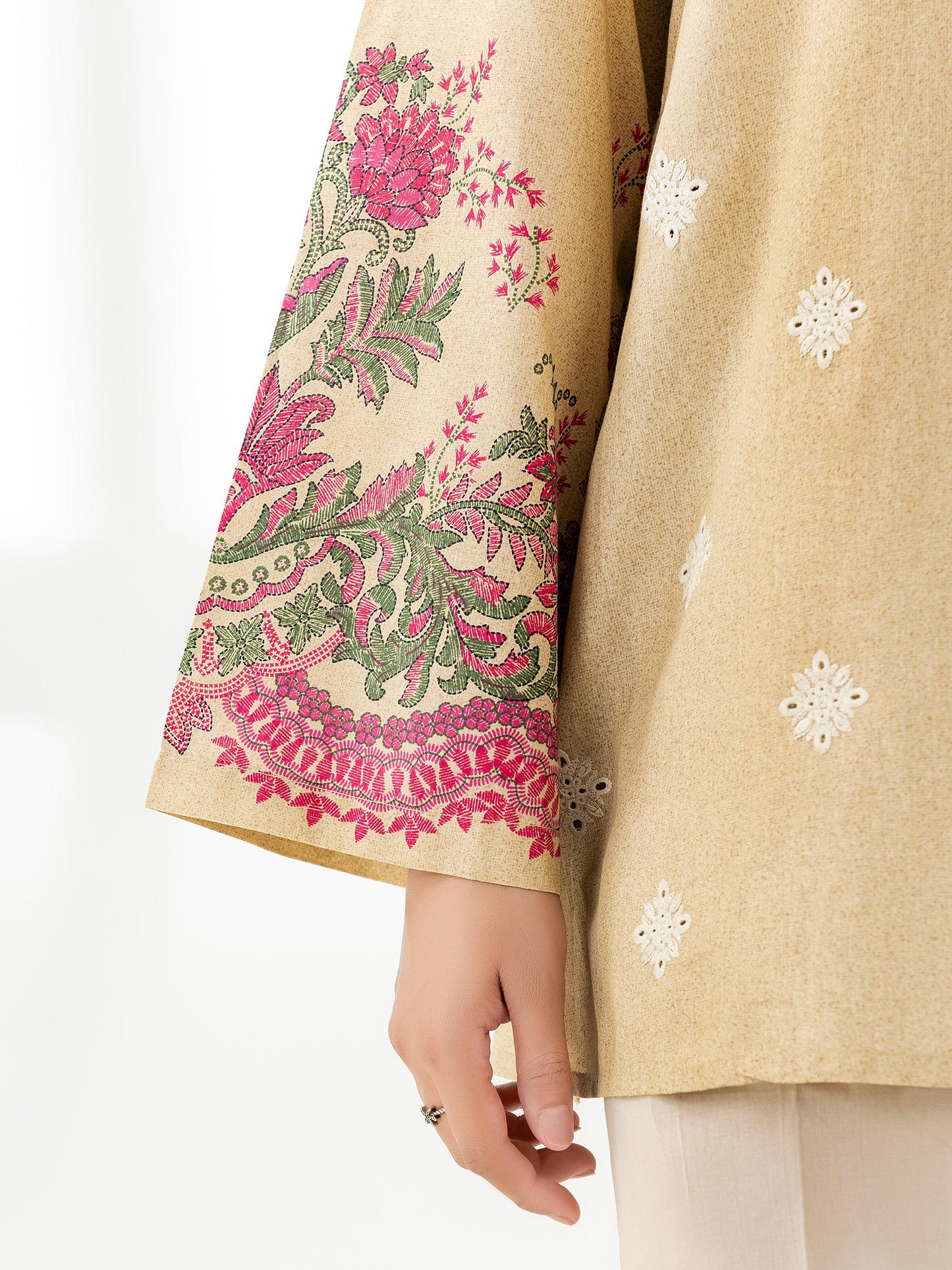 Cambric Kurti-Embroidered (Pret)