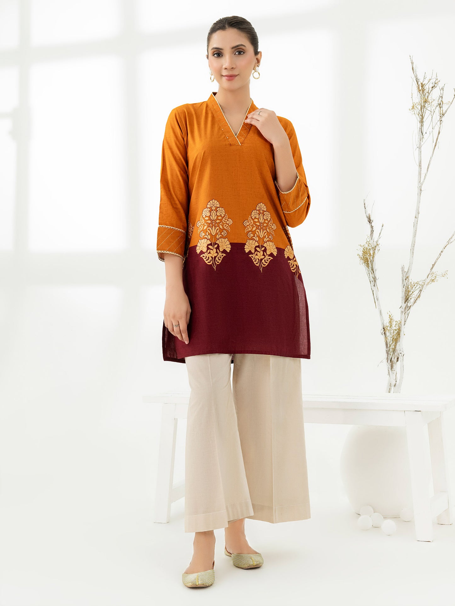 Cambric Kurti-Paste Print (Pret)