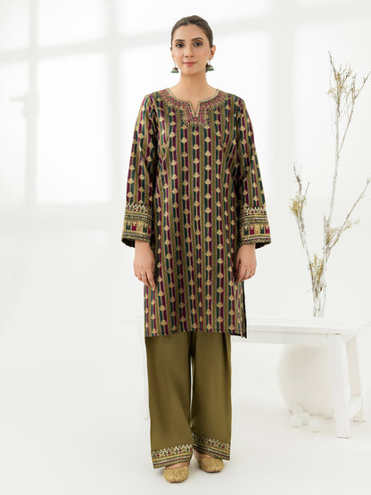 2 Piece Jacquard Suit-Embroidered (Pret)