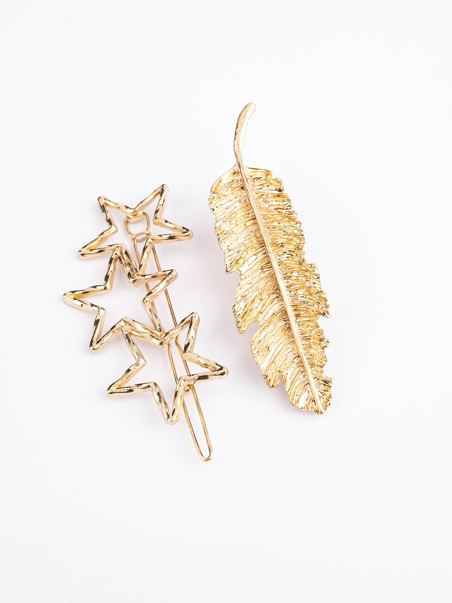 Textured Gold Hair Clip Set