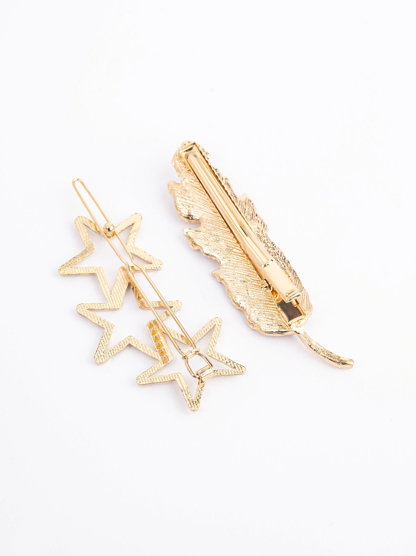 Textured Gold Hair Clip Set