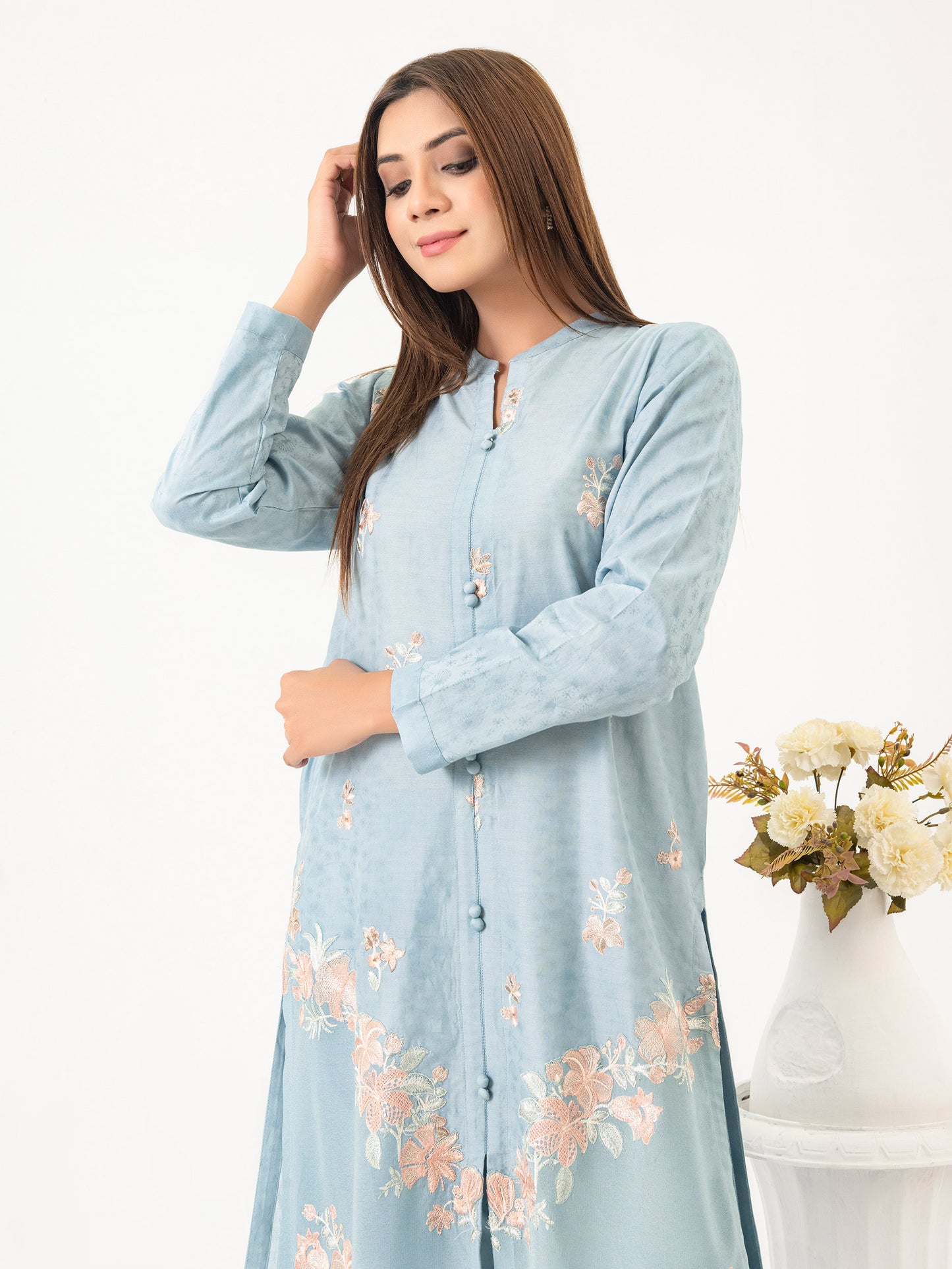 2 Piece Jacquard Suit-Embroidered (Pret)