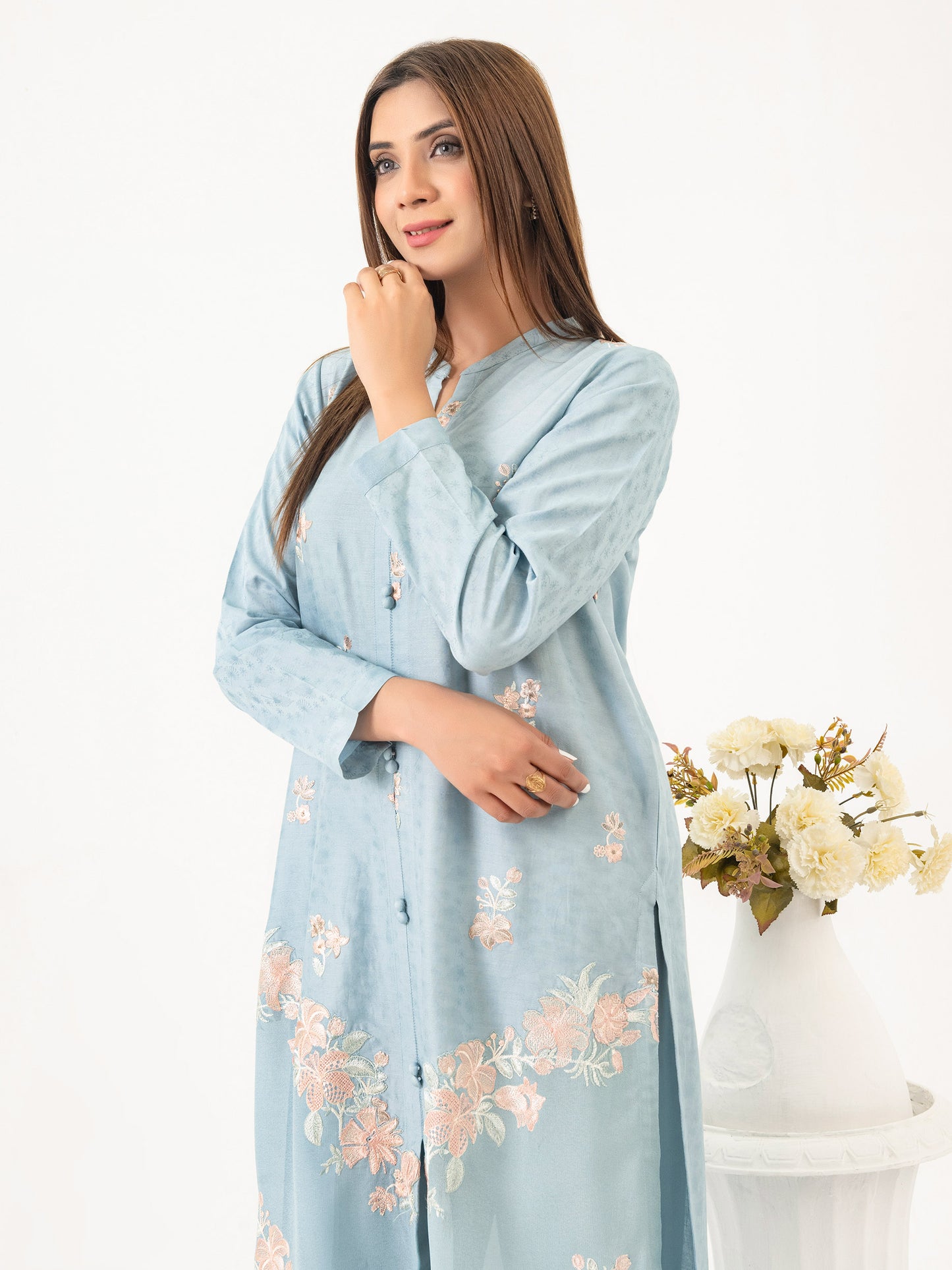 2 Piece Jacquard Suit-Embroidered (Pret)