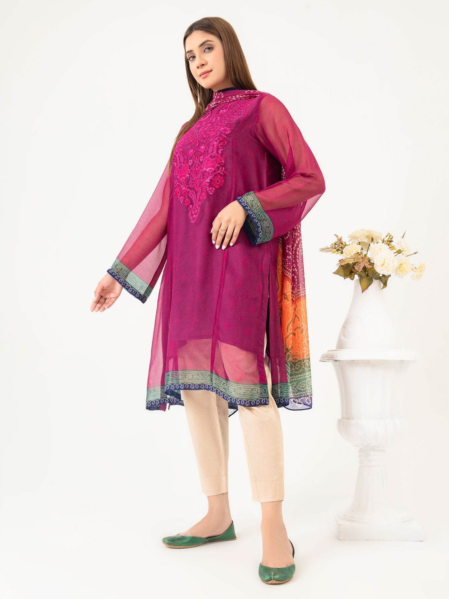 2 Piece Chiffon Suit-Embroidered (Pret)