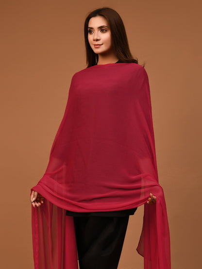 Chiffon Dupatta - Dark Red