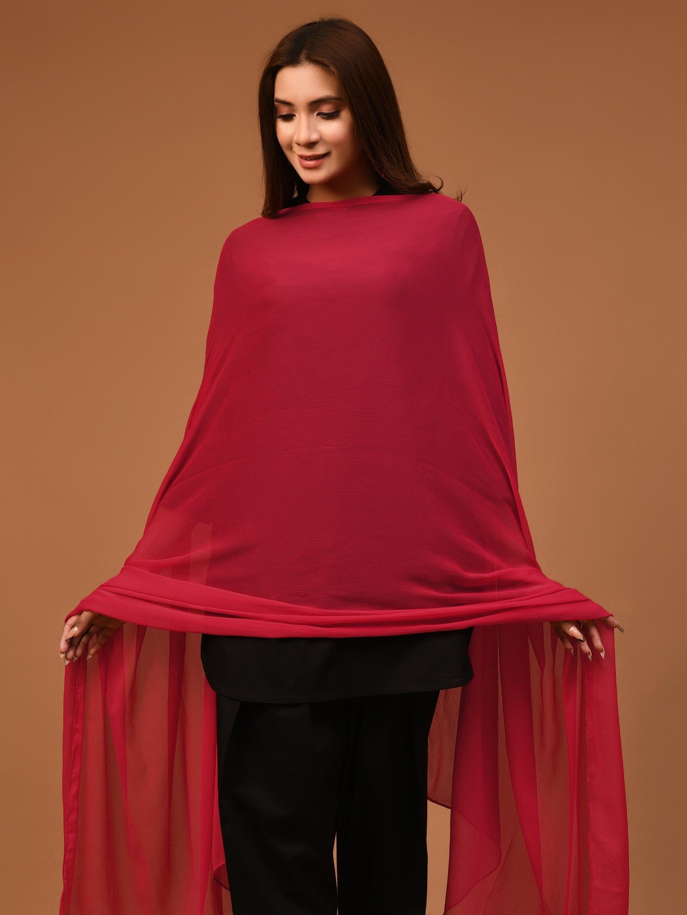 Chiffon Dupatta - Red