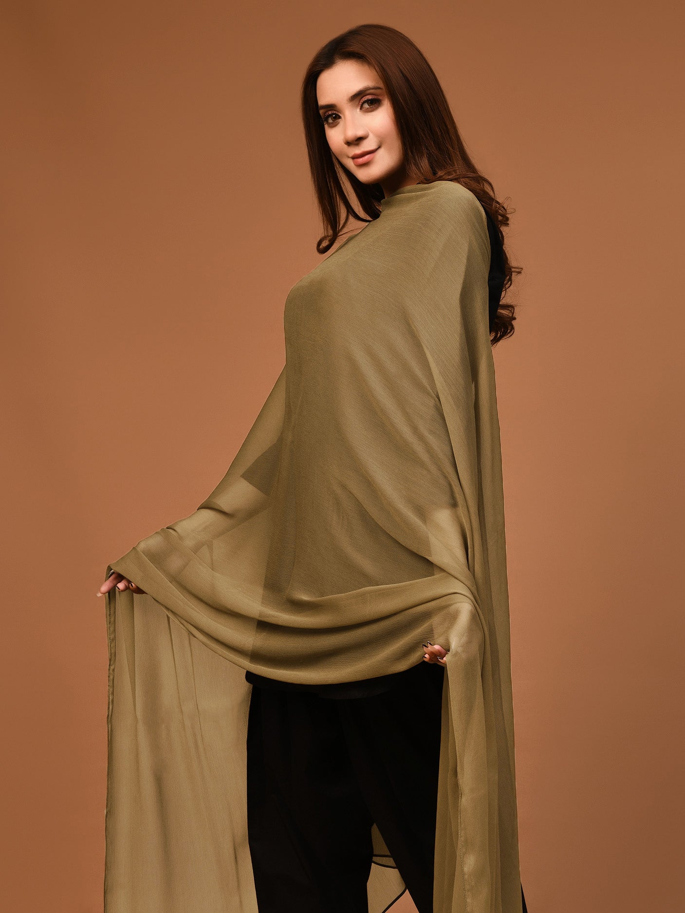 Dyed Chiffon Dupatta-Dull G