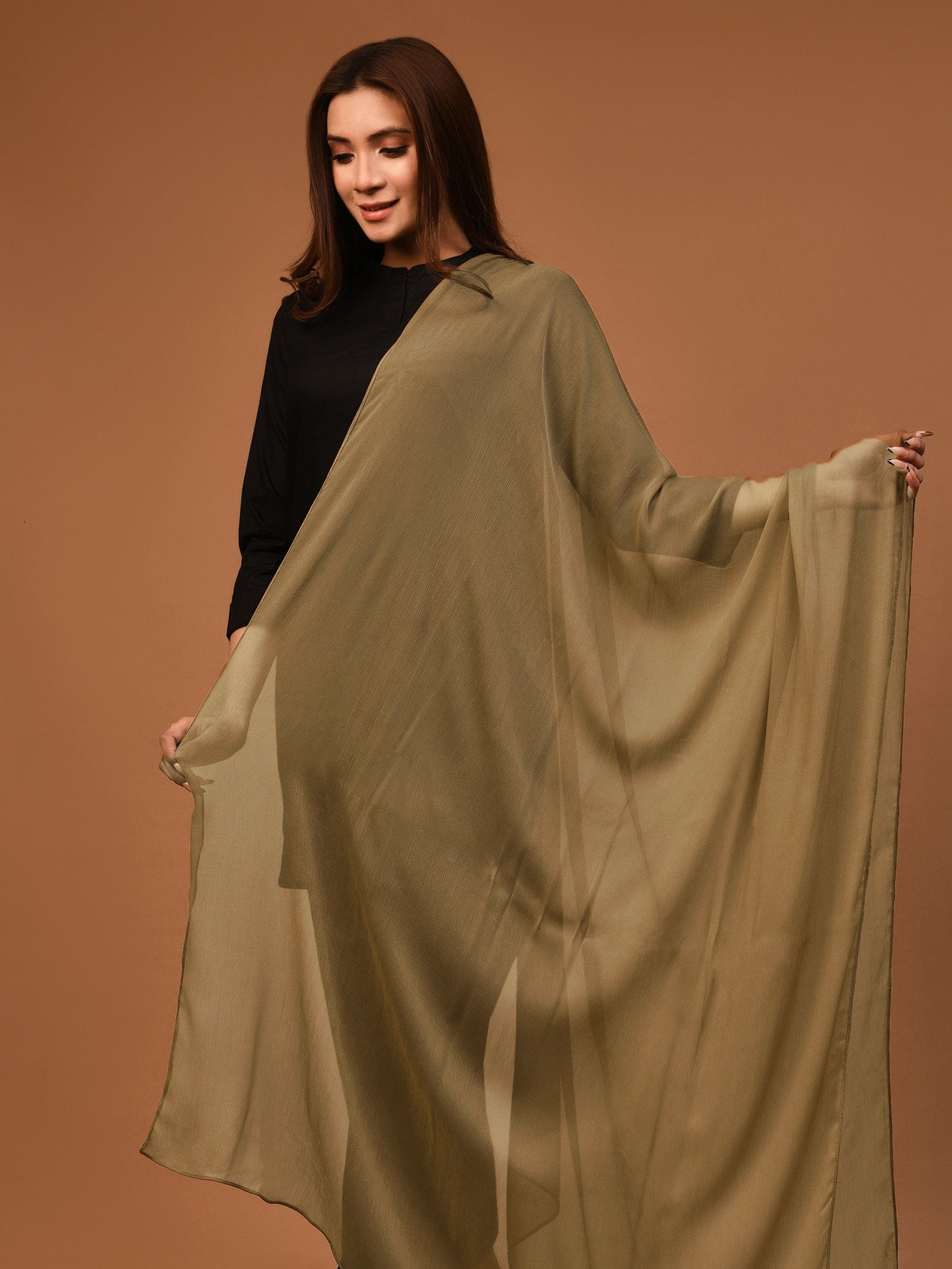 Dyed Chiffon Dupatta-Dull G