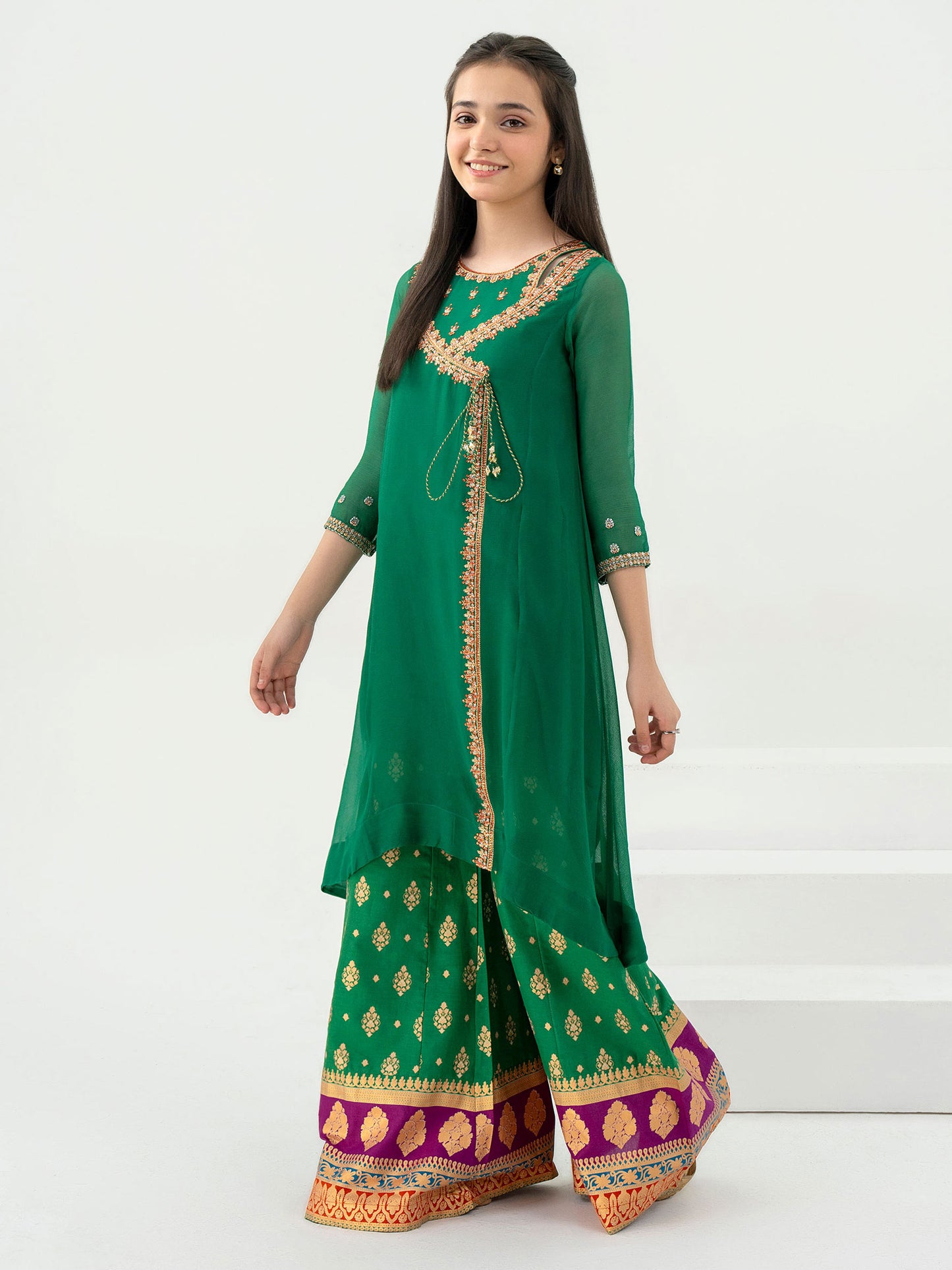 2 Piece Chiffon Suit-Embroidered