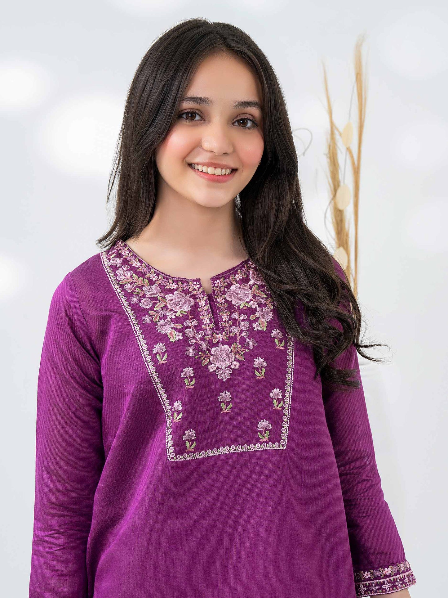 2 Piece Cotton Net Suit-Embroidered