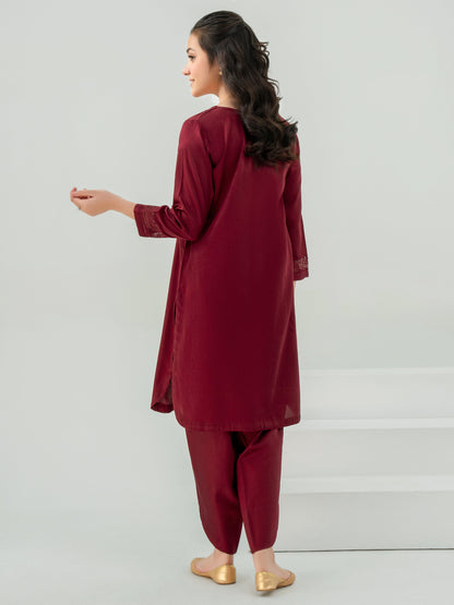 2 Piece Satin Suit-Embroidered