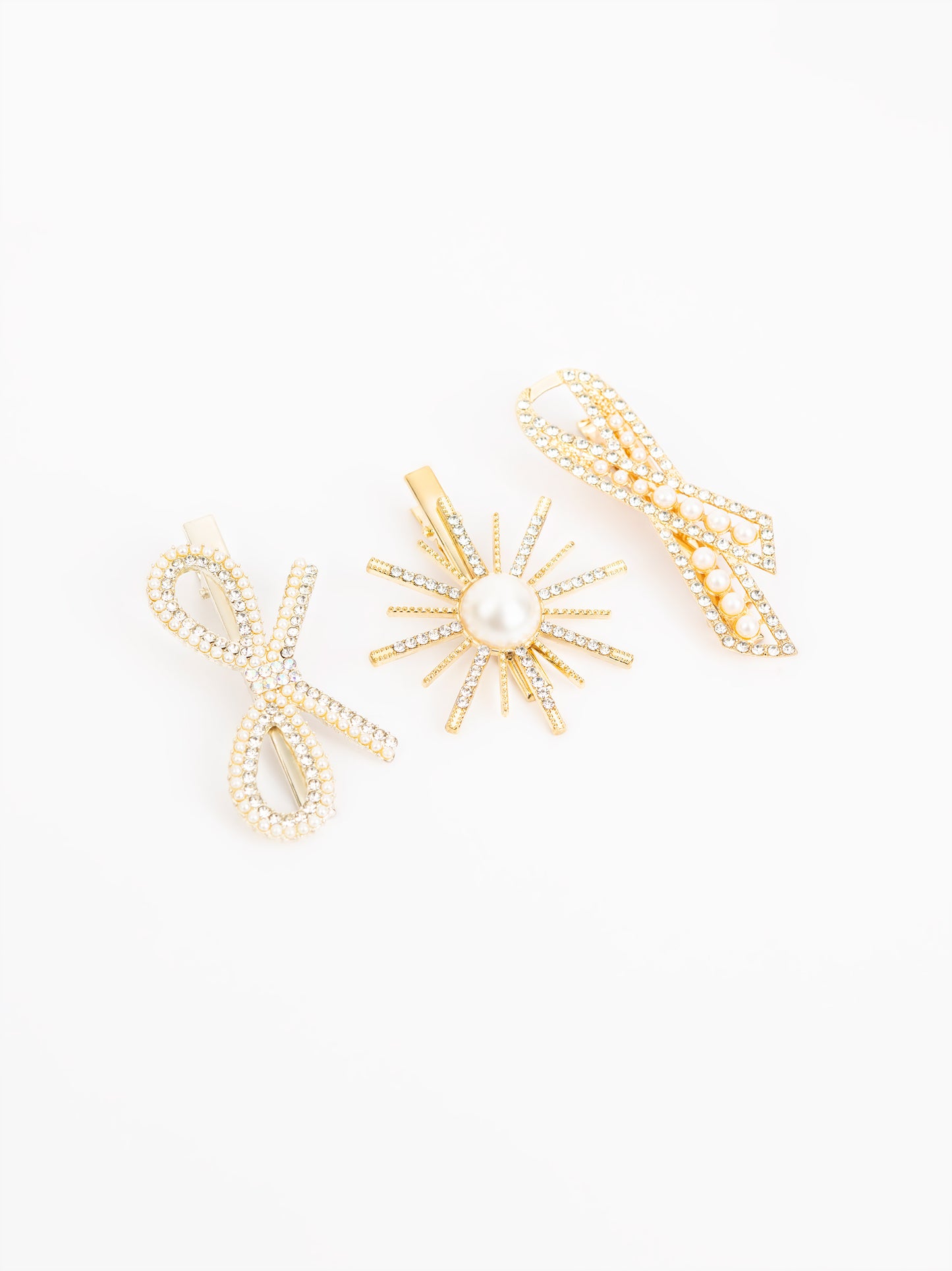 Embellished Bow Hair Clip Set