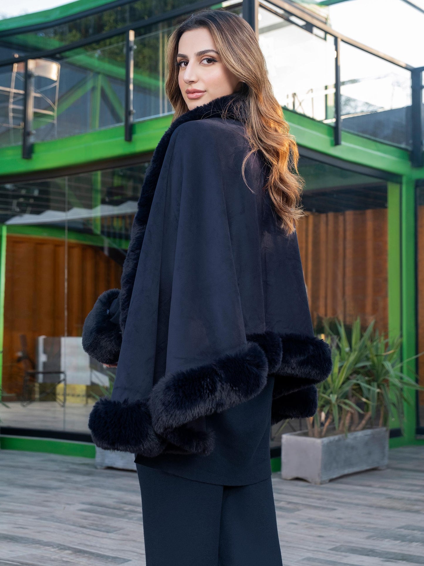 Suede Cape Shawl