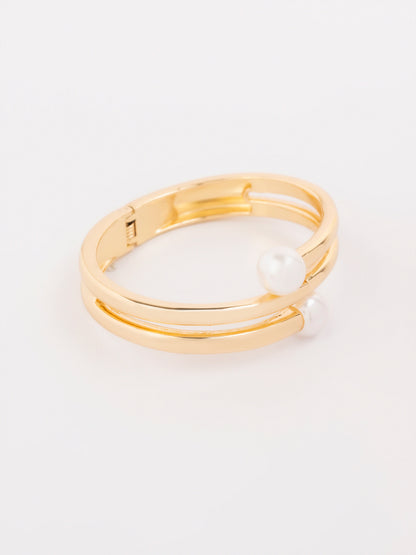 Pearl Spiral Cuff Bangle Bracelet