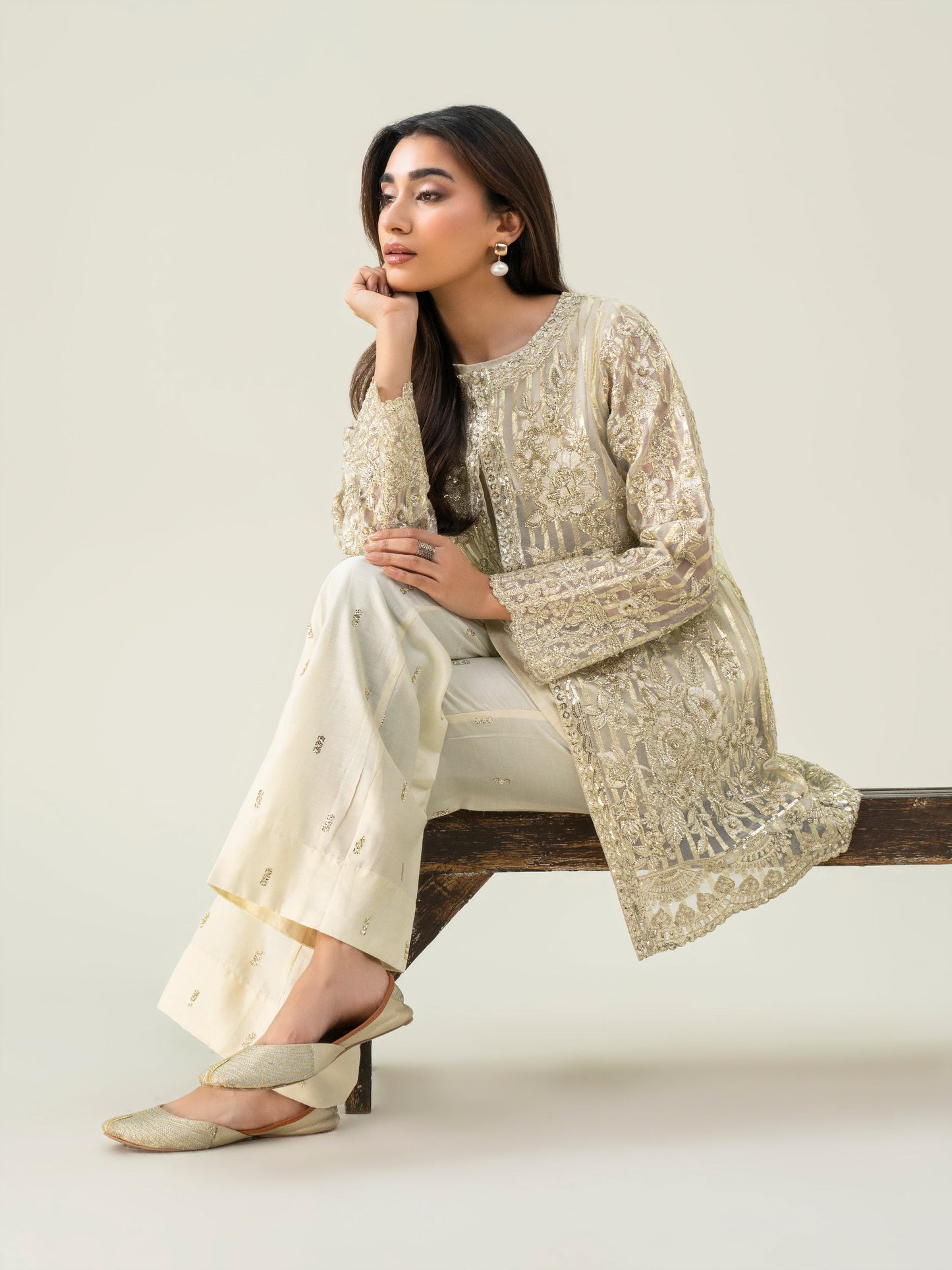 2 Piece Organza Suit-Embroidered (Pret)