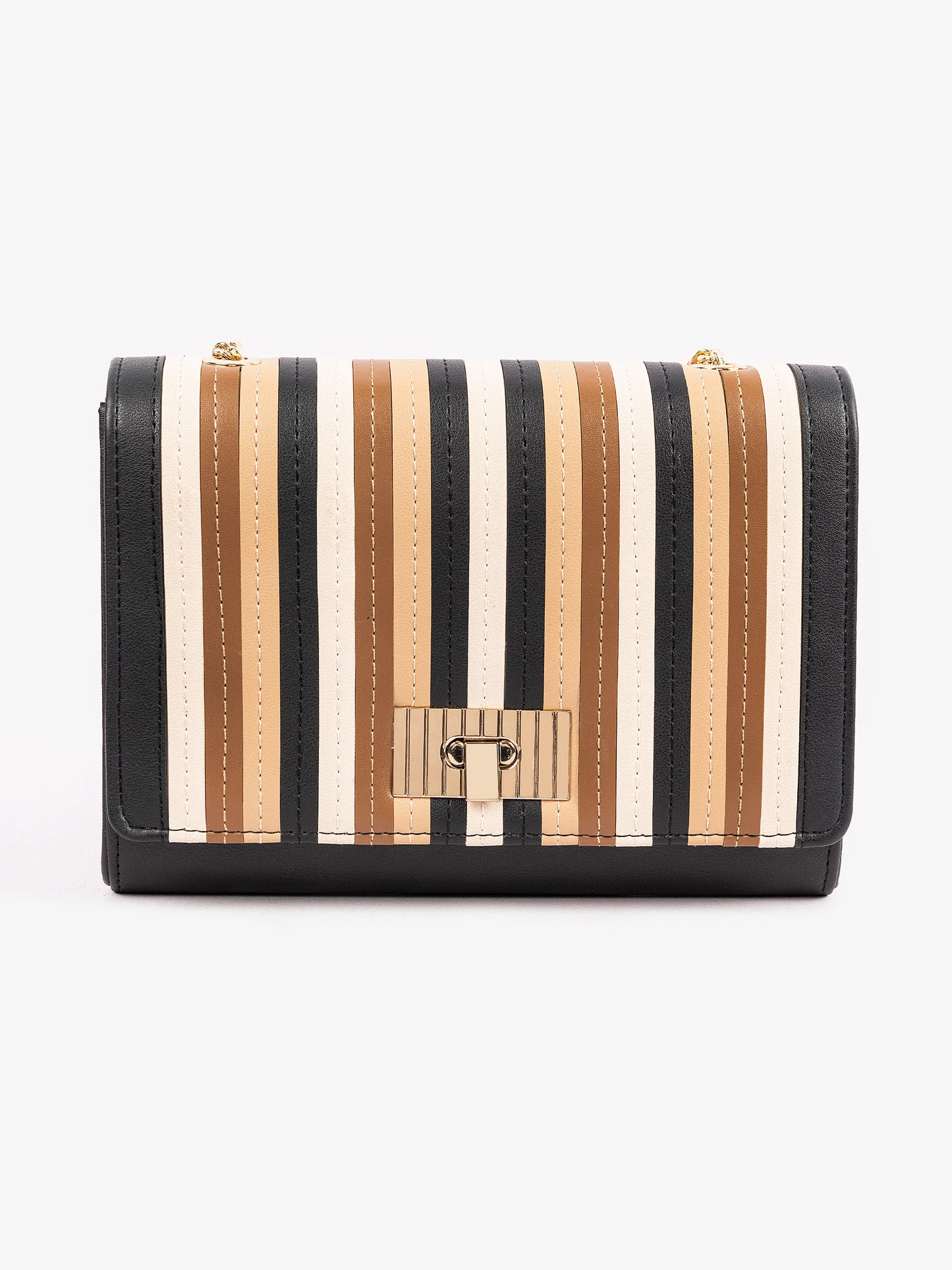 Tri Toned Striped Clutch