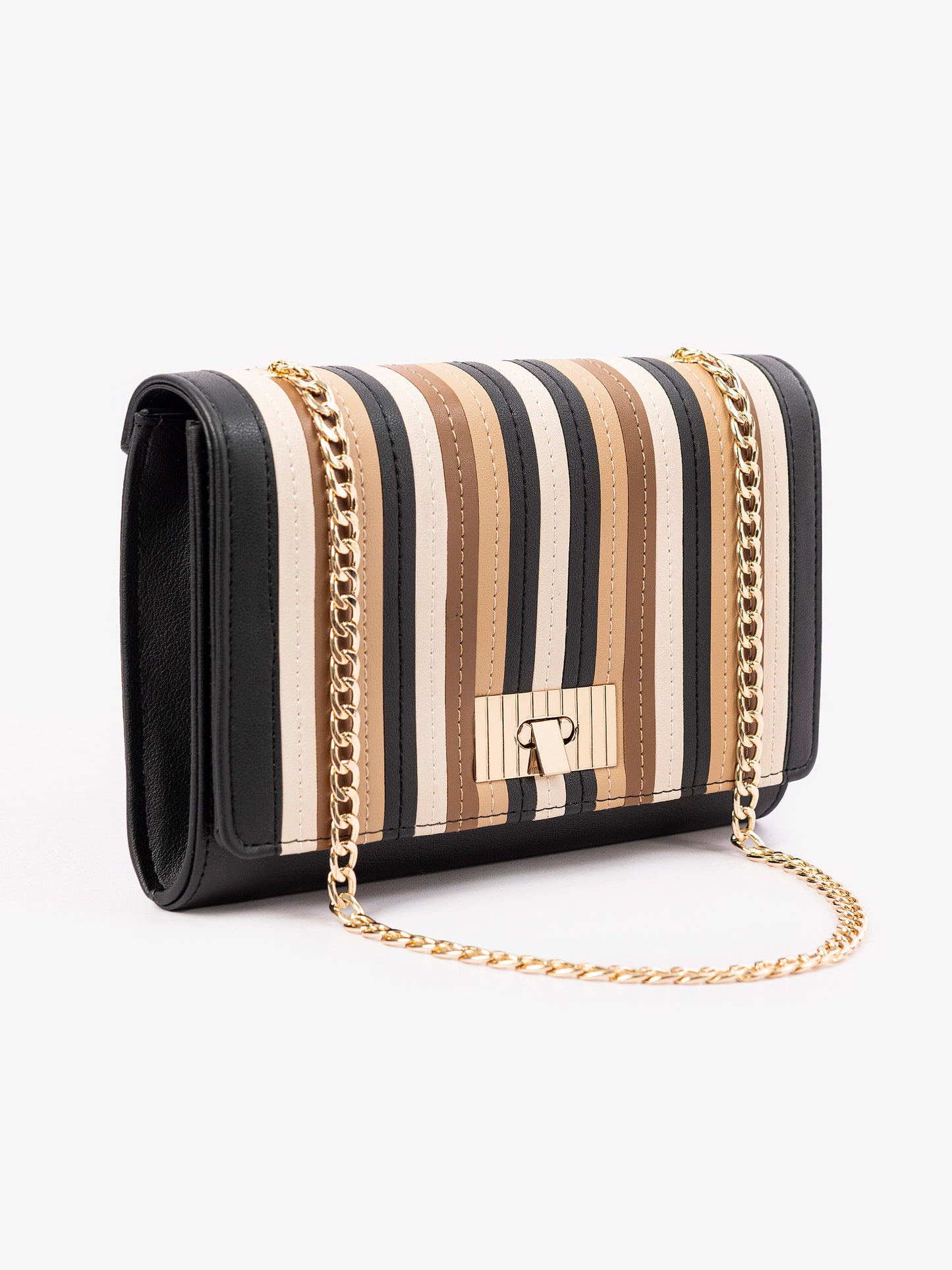 Tri Toned Striped Clutch