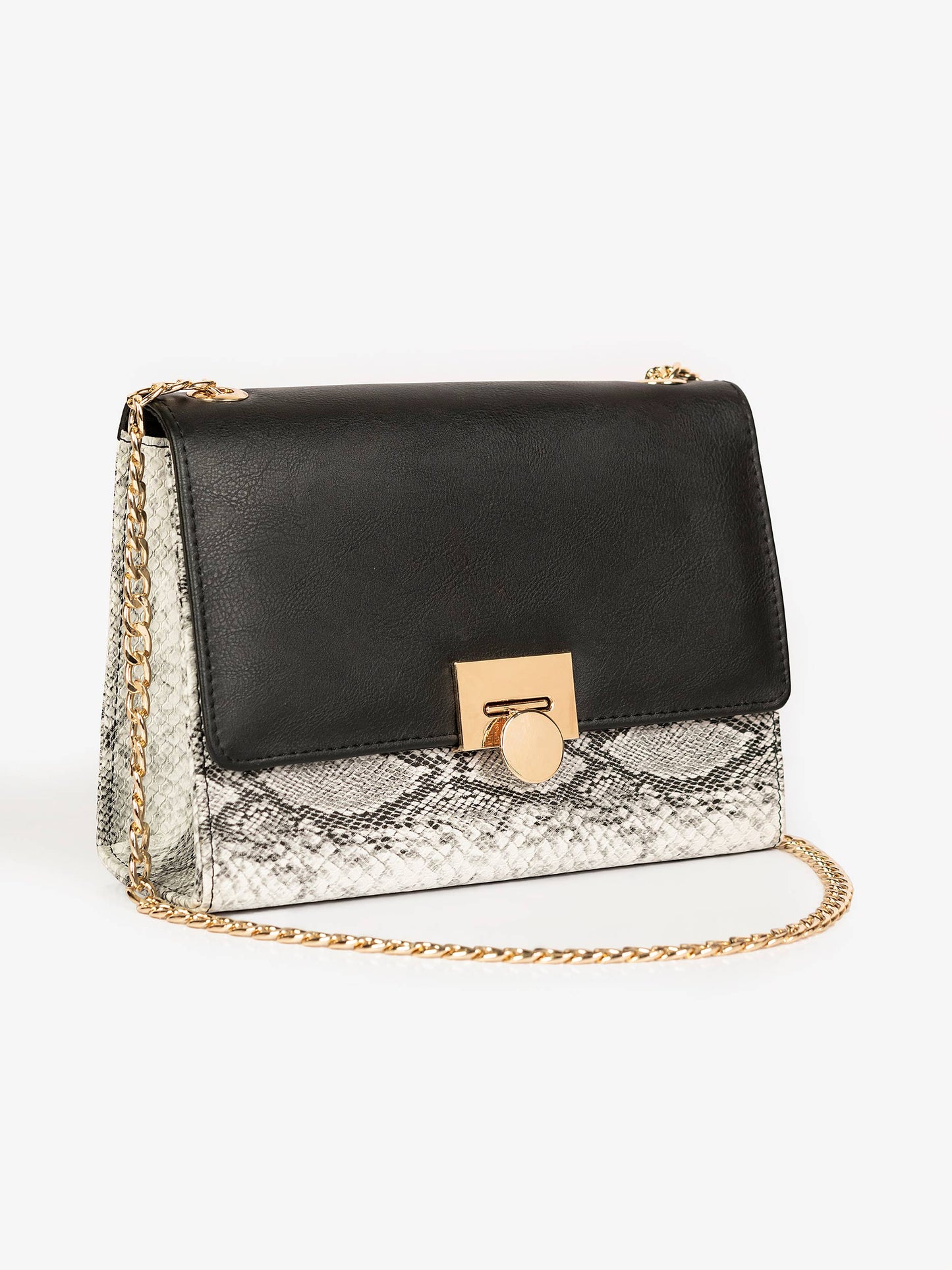 Snake Textured Flap Handbag