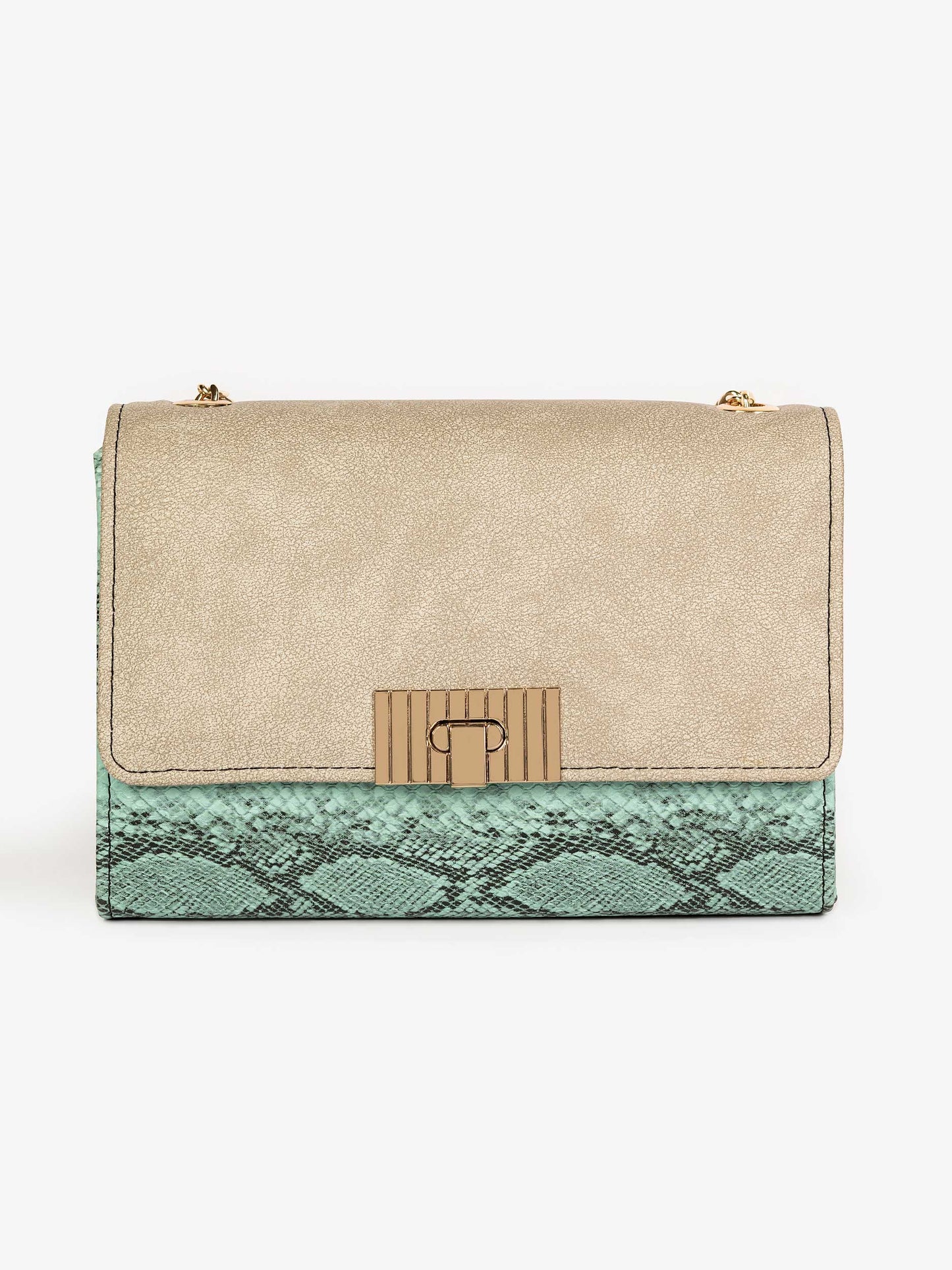 Snake Textured Flap Handbag