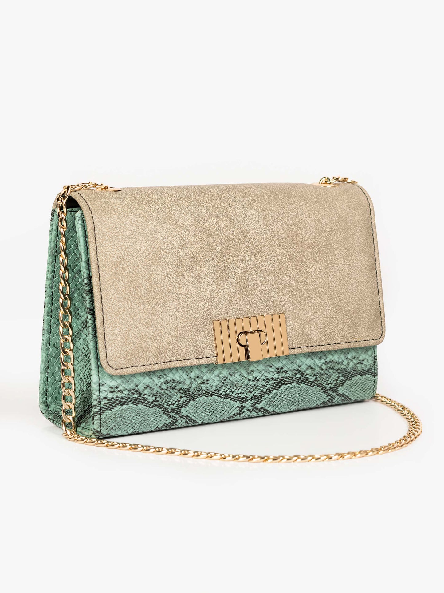 Snake Textured Flap Handbag