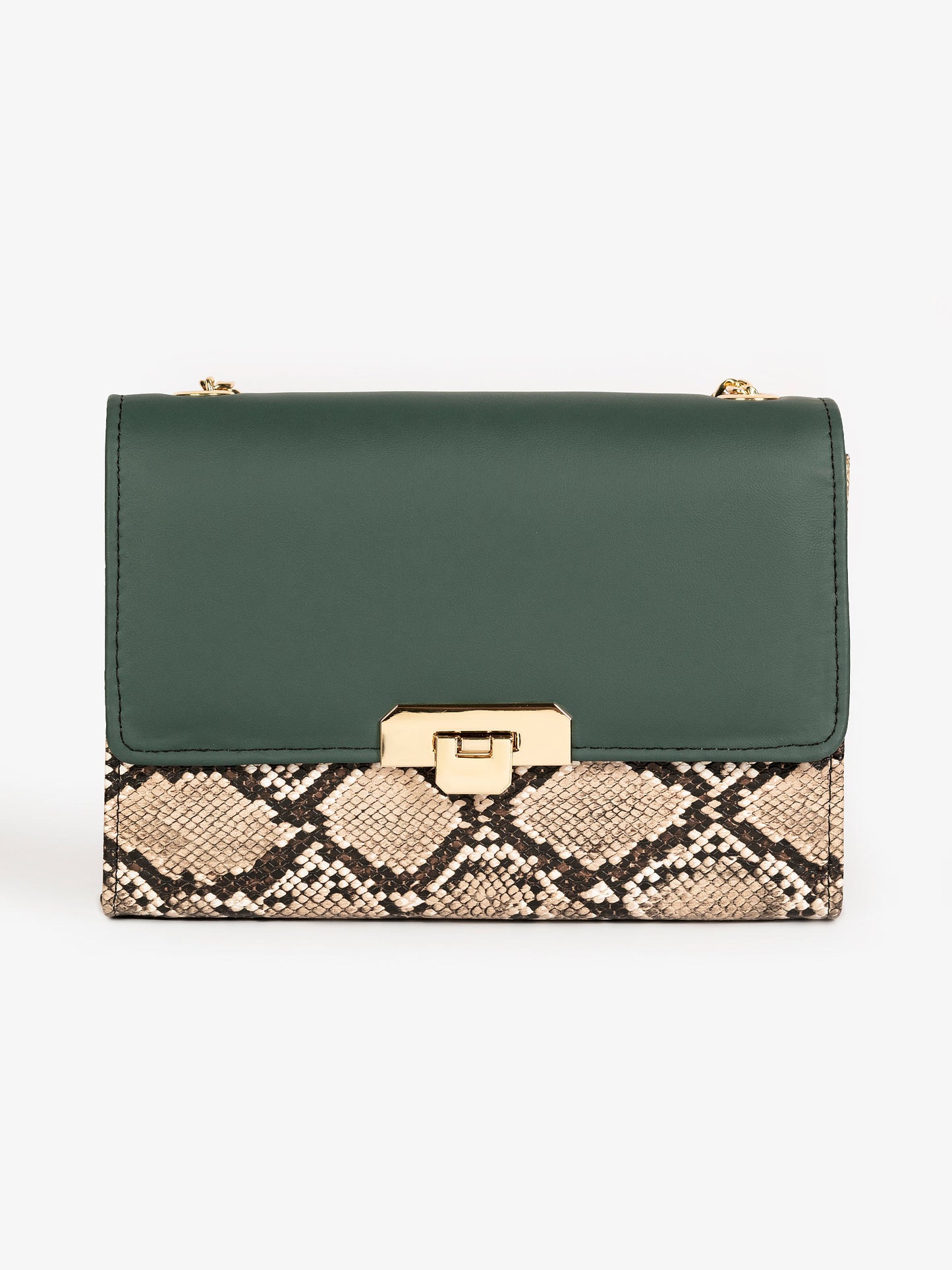 Snake Textured Flap Handbag