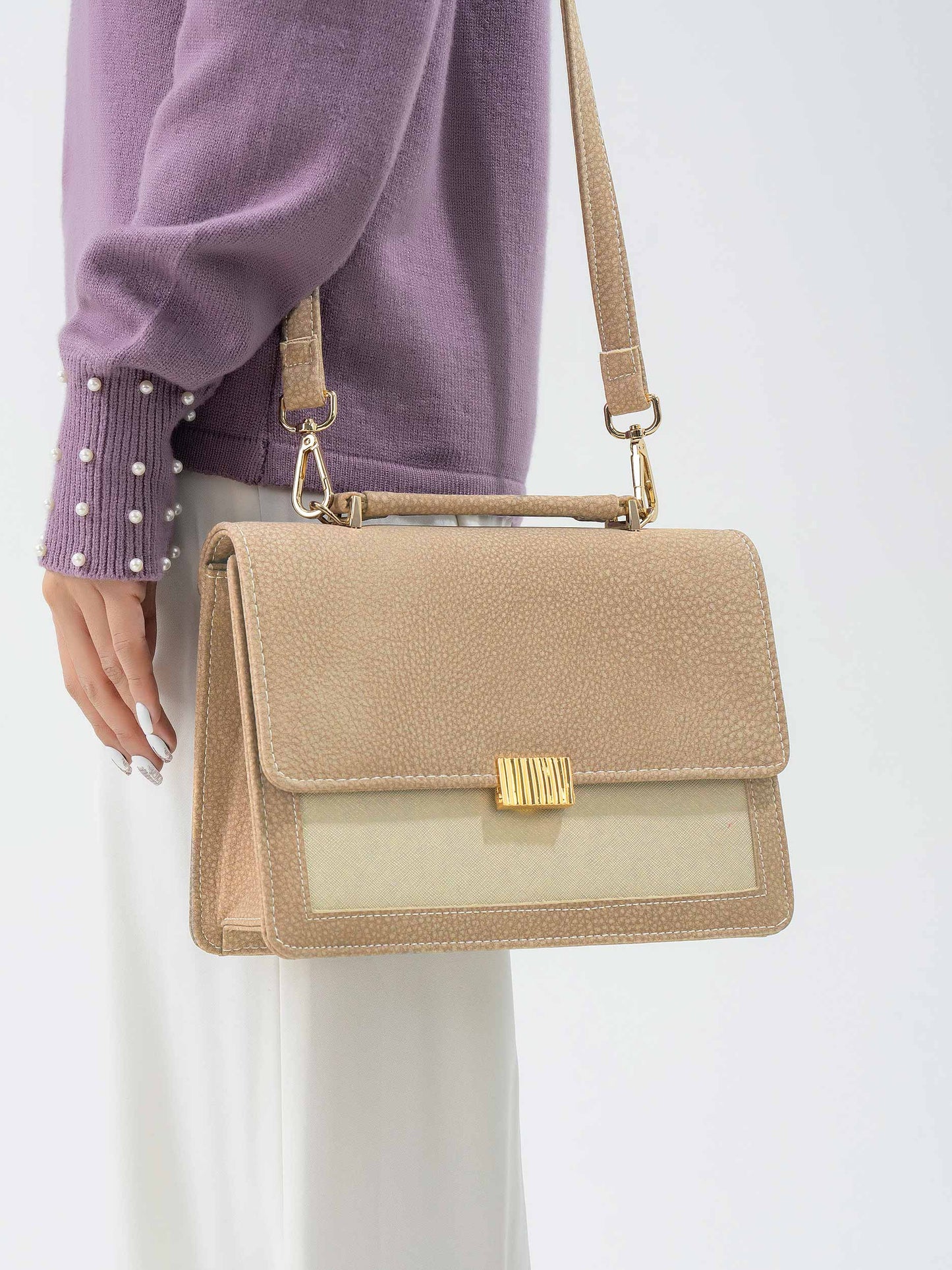 Two-Toned Flap Handbag