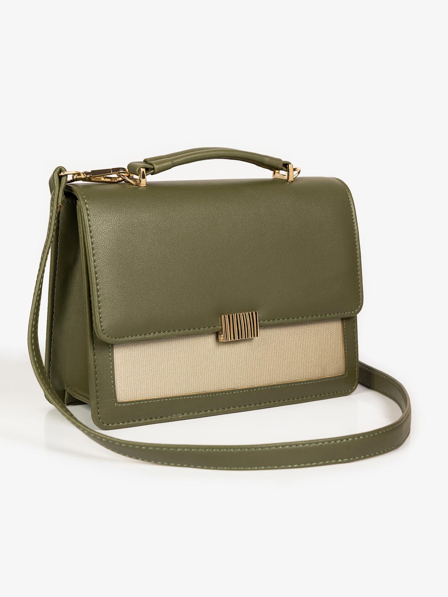 Two-Toned Flap Handbag