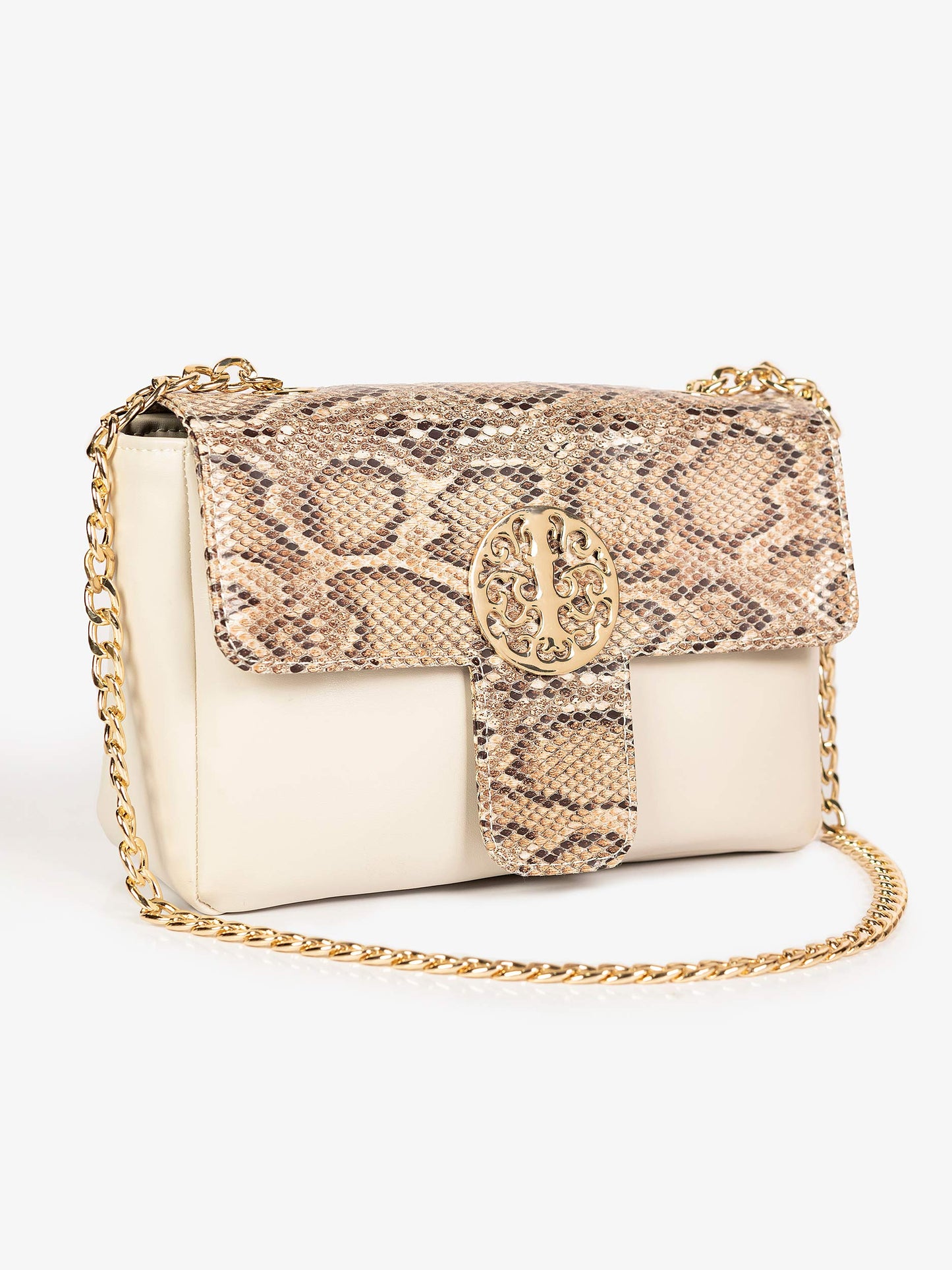 Snake Textured Flap Clutch